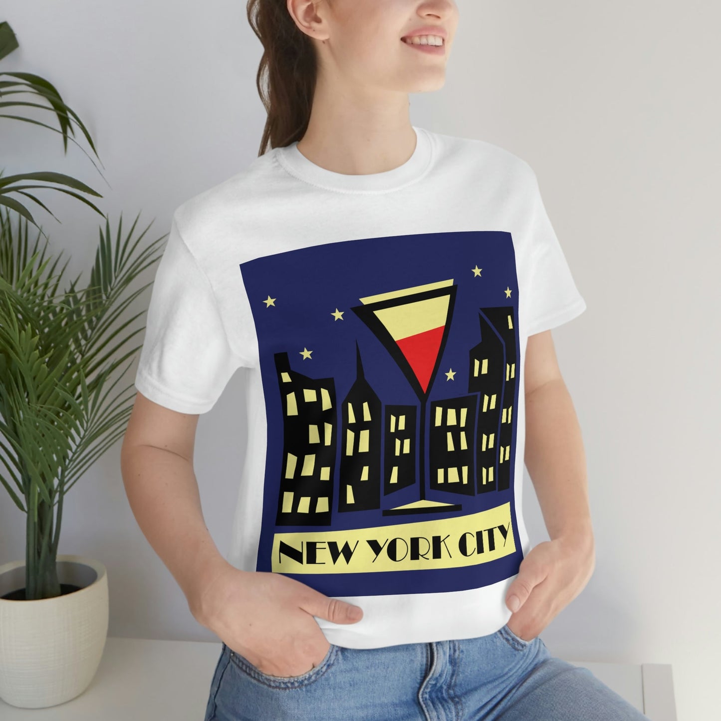 New York City Modern Abstract Art Unisex Jersey Short Sleeve T-Shirt Ichaku [Perfect Gifts Selection]