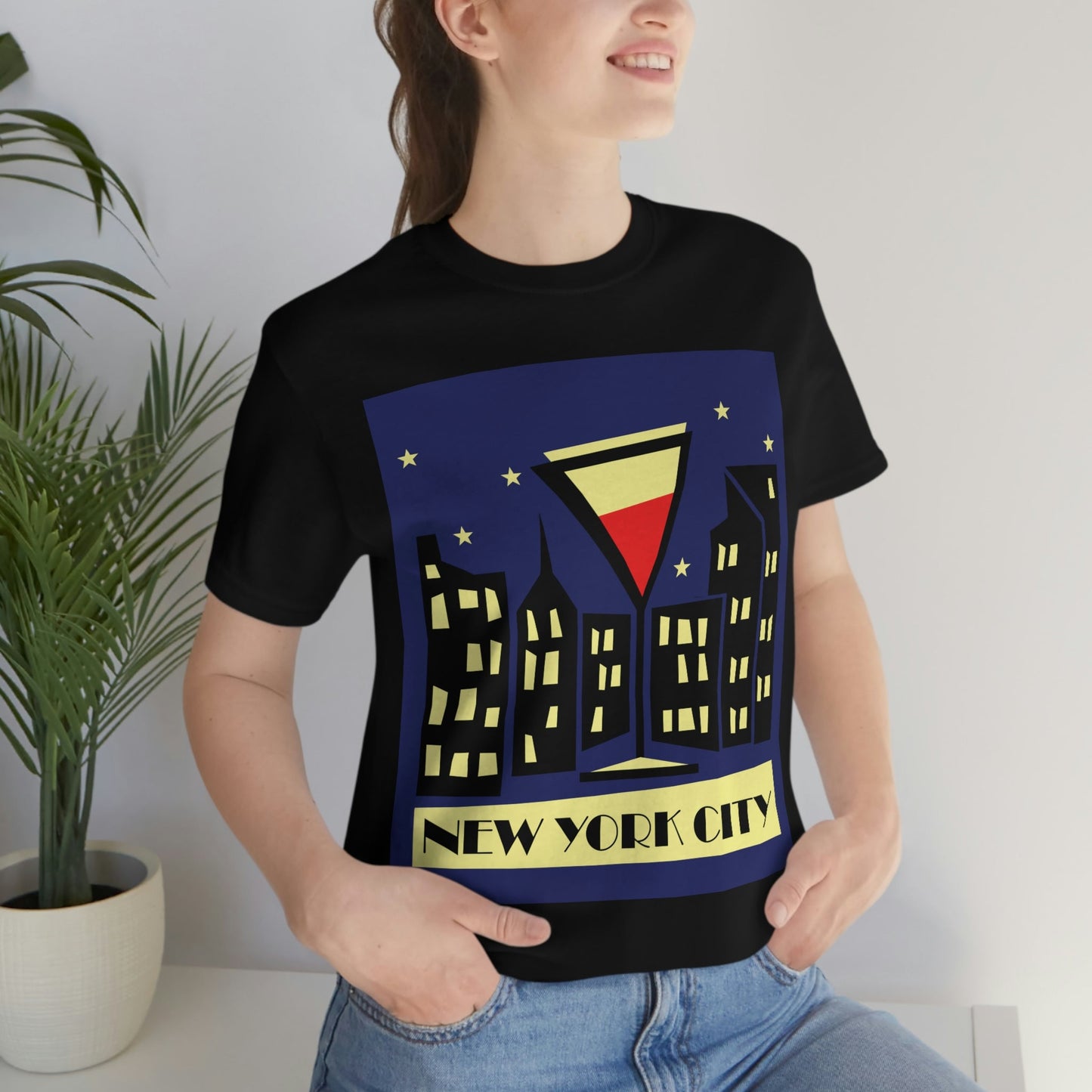 New York City Modern Abstract Art Unisex Jersey Short Sleeve T-Shirt Ichaku [Perfect Gifts Selection]