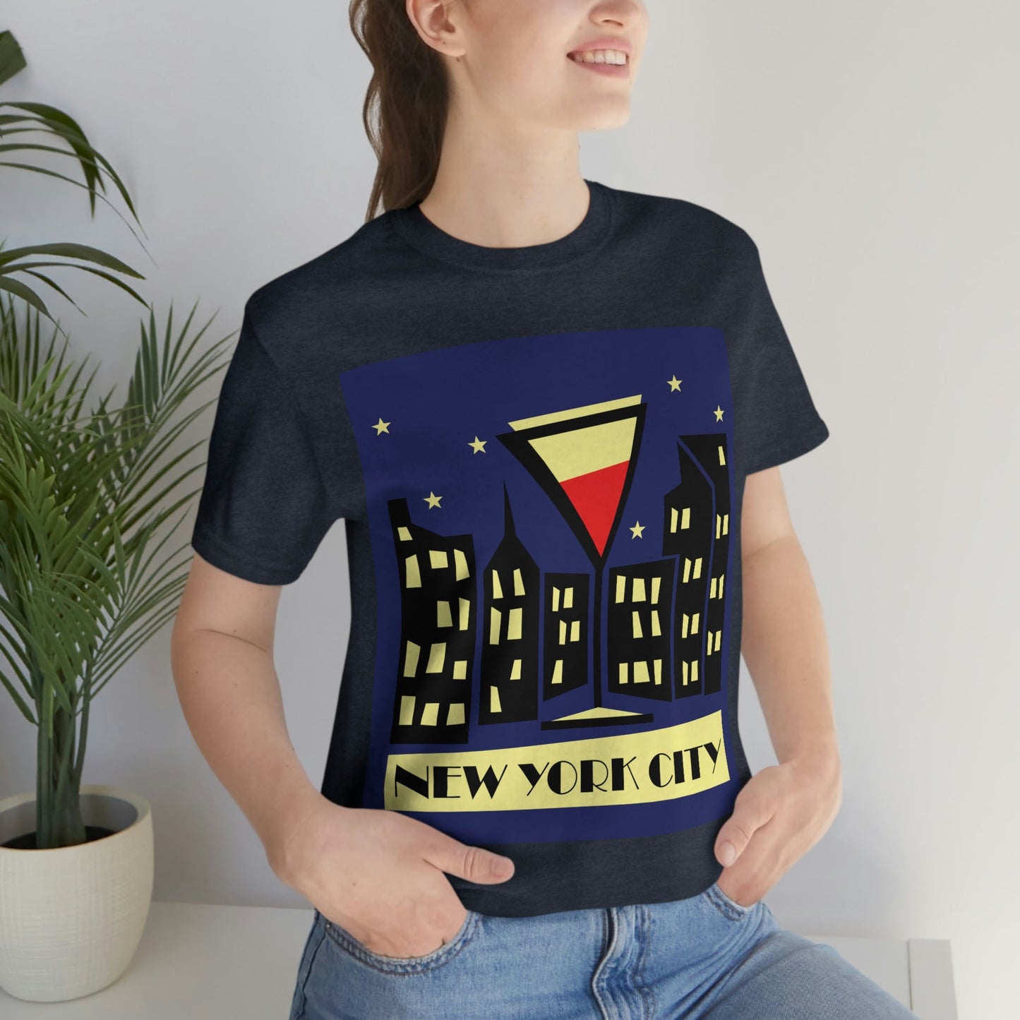 New York City Modern Abstract Art Unisex Jersey Short Sleeve T-Shirt Ichaku [Perfect Gifts Selection]