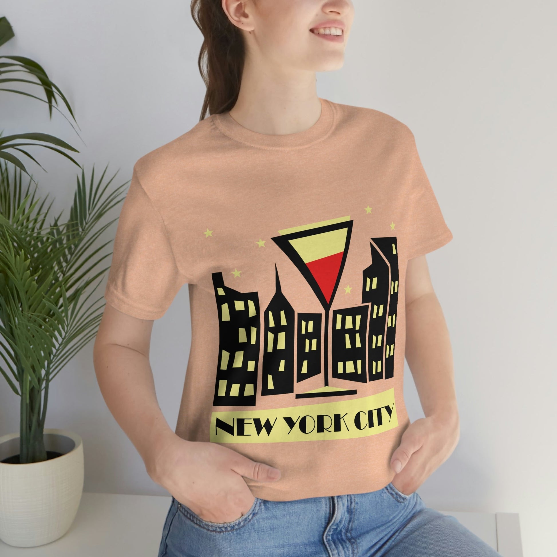 New York City Modern Abstract Art Unisex Jersey Short Sleeve T-Shirt Ichaku [Perfect Gifts Selection]