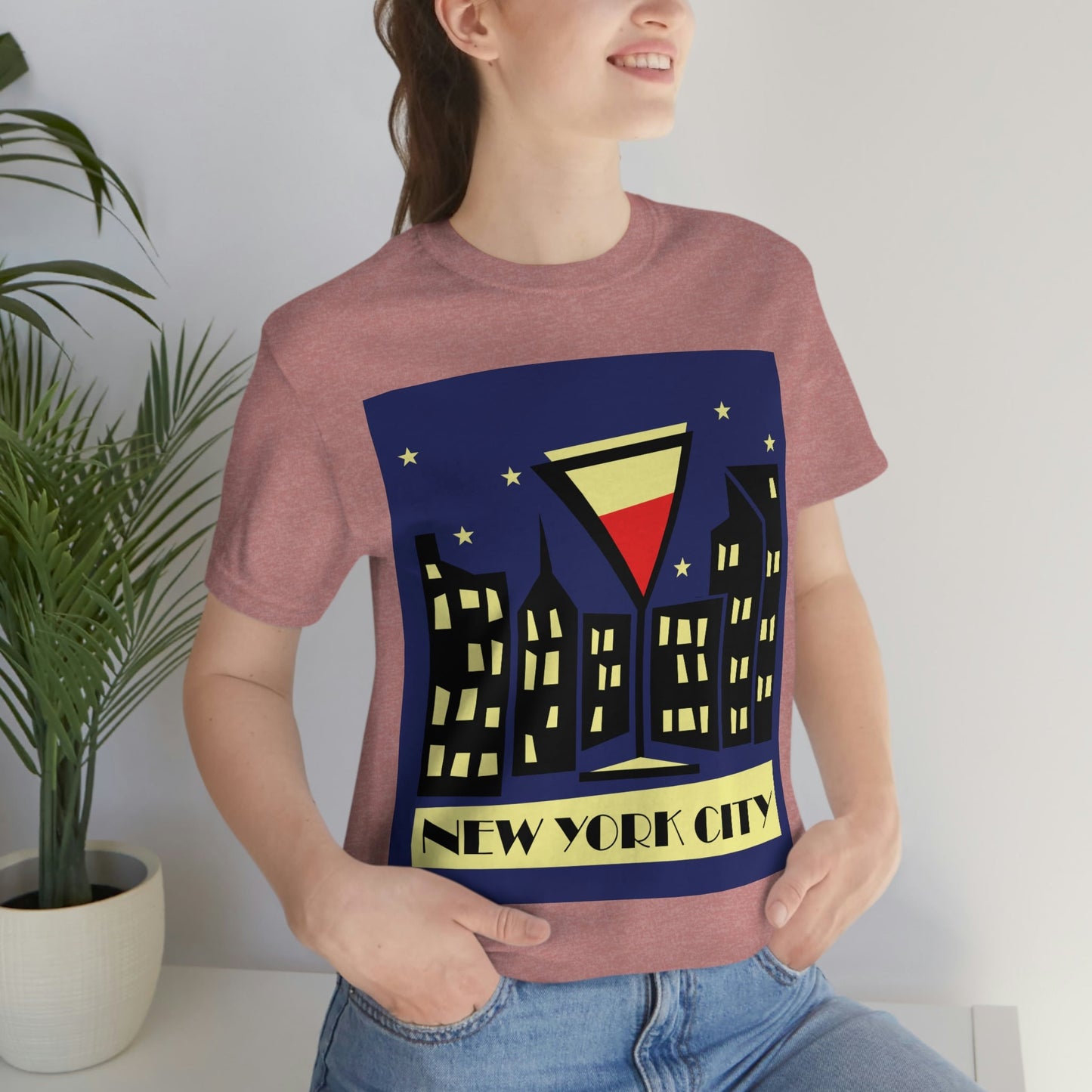 New York City Modern Abstract Art Unisex Jersey Short Sleeve T-Shirt Ichaku [Perfect Gifts Selection]