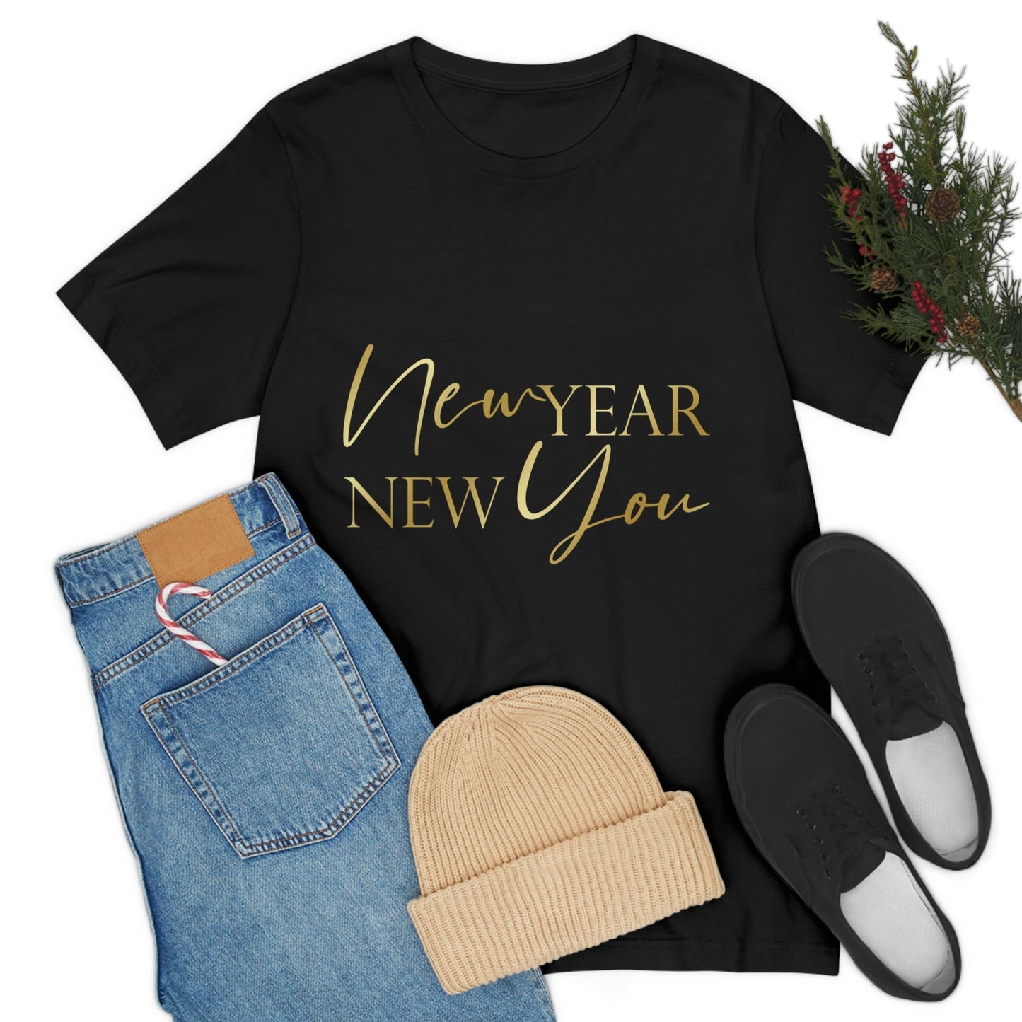 New You Happy New Year Christmas Motivation Unisex Jersey Short Sleeve T-Shirt Ichaku [Perfect Gifts Selection]