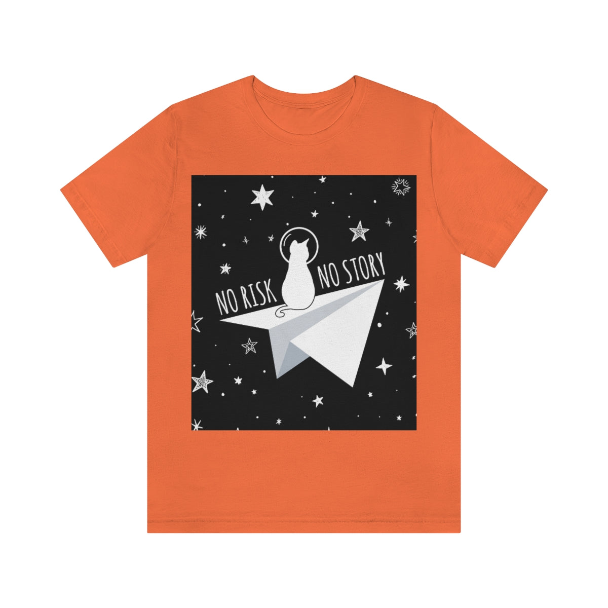 No risk No story Flying Galaxy Space Black Cat Astronaut Asteroid Unisex Jersey Short Sleeve T-Shirt Ichaku [Perfect Gifts Selection]