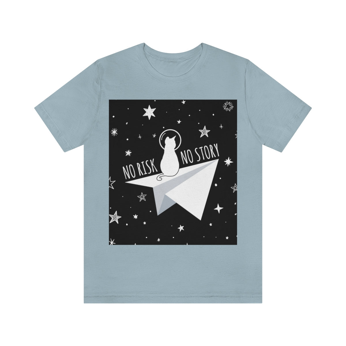 No risk No story Flying Galaxy Space Black Cat Astronaut Asteroid Unisex Jersey Short Sleeve T-Shirt Ichaku [Perfect Gifts Selection]