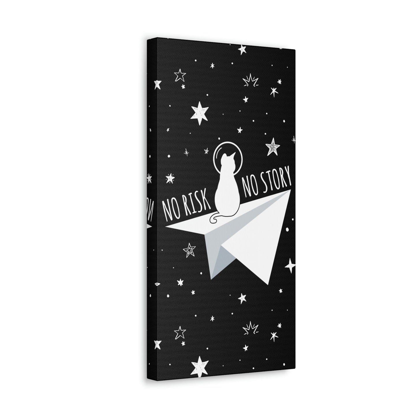 No risk No story Flying Galaxy Space Cat Astronaut Asteroid Aesthetic Classic Art Canvas Gallery Wraps Ichaku [Perfect Gifts Selection]