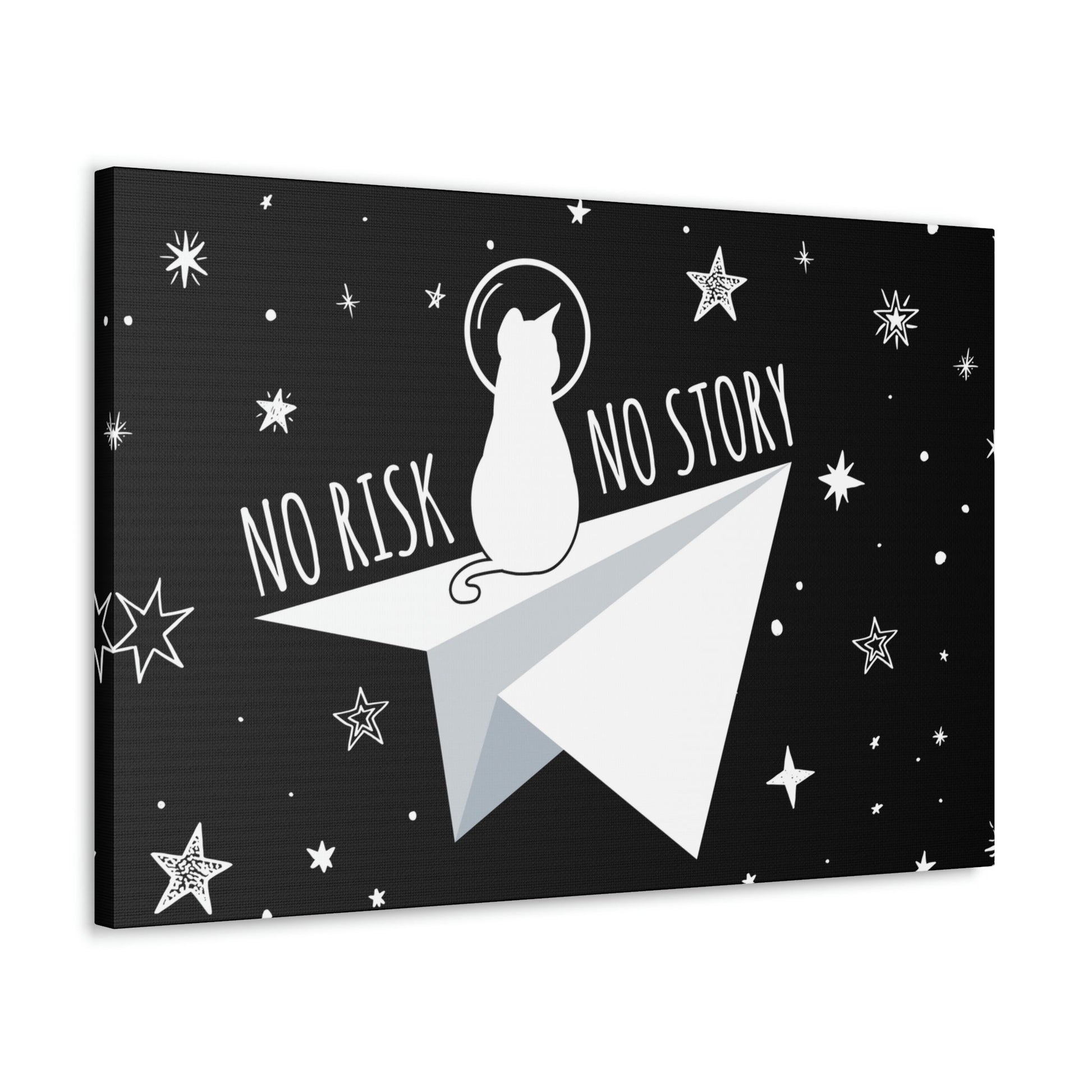 No risk No story Flying Galaxy Space Cat Astronaut Asteroid Aesthetic Classic Art Canvas Gallery Wraps Ichaku [Perfect Gifts Selection]