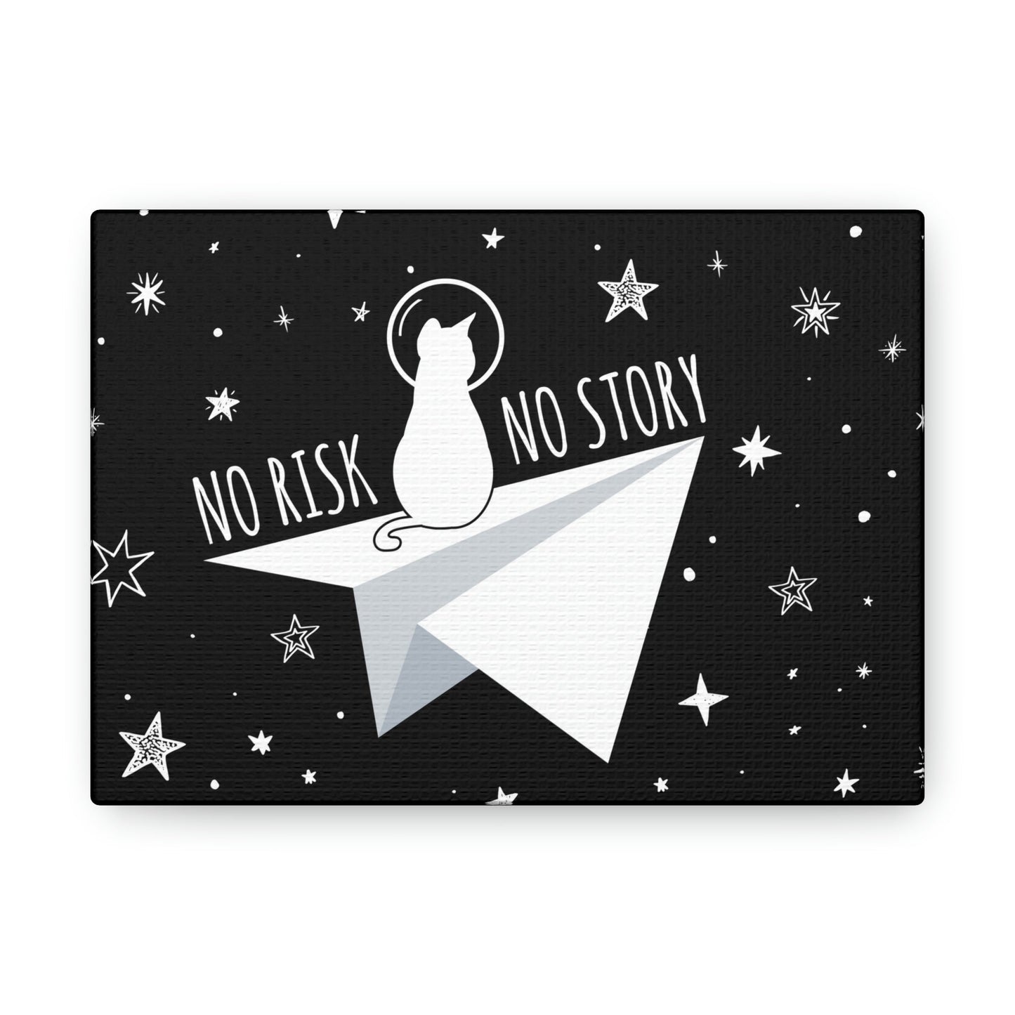 No risk No story Flying Galaxy Space Cat Astronaut Asteroid Aesthetic Classic Art Canvas Gallery Wraps Ichaku [Perfect Gifts Selection]