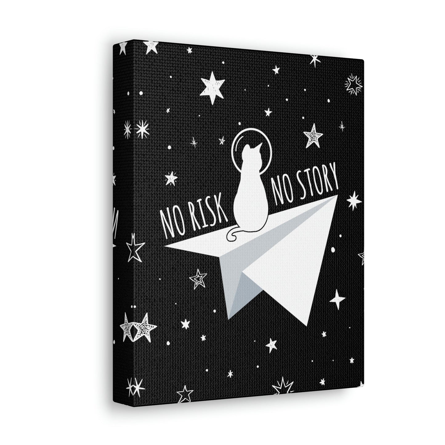 No risk No story Flying Galaxy Space Cat Astronaut Asteroid Aesthetic Classic Art Canvas Gallery Wraps Ichaku [Perfect Gifts Selection]