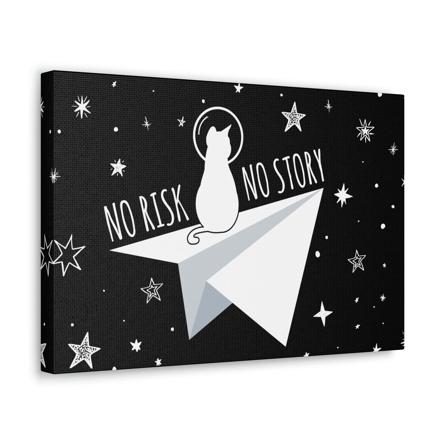 No risk No story Flying Galaxy Space Cat Astronaut Asteroid Aesthetic Classic Art Canvas Gallery Wraps Ichaku [Perfect Gifts Selection]