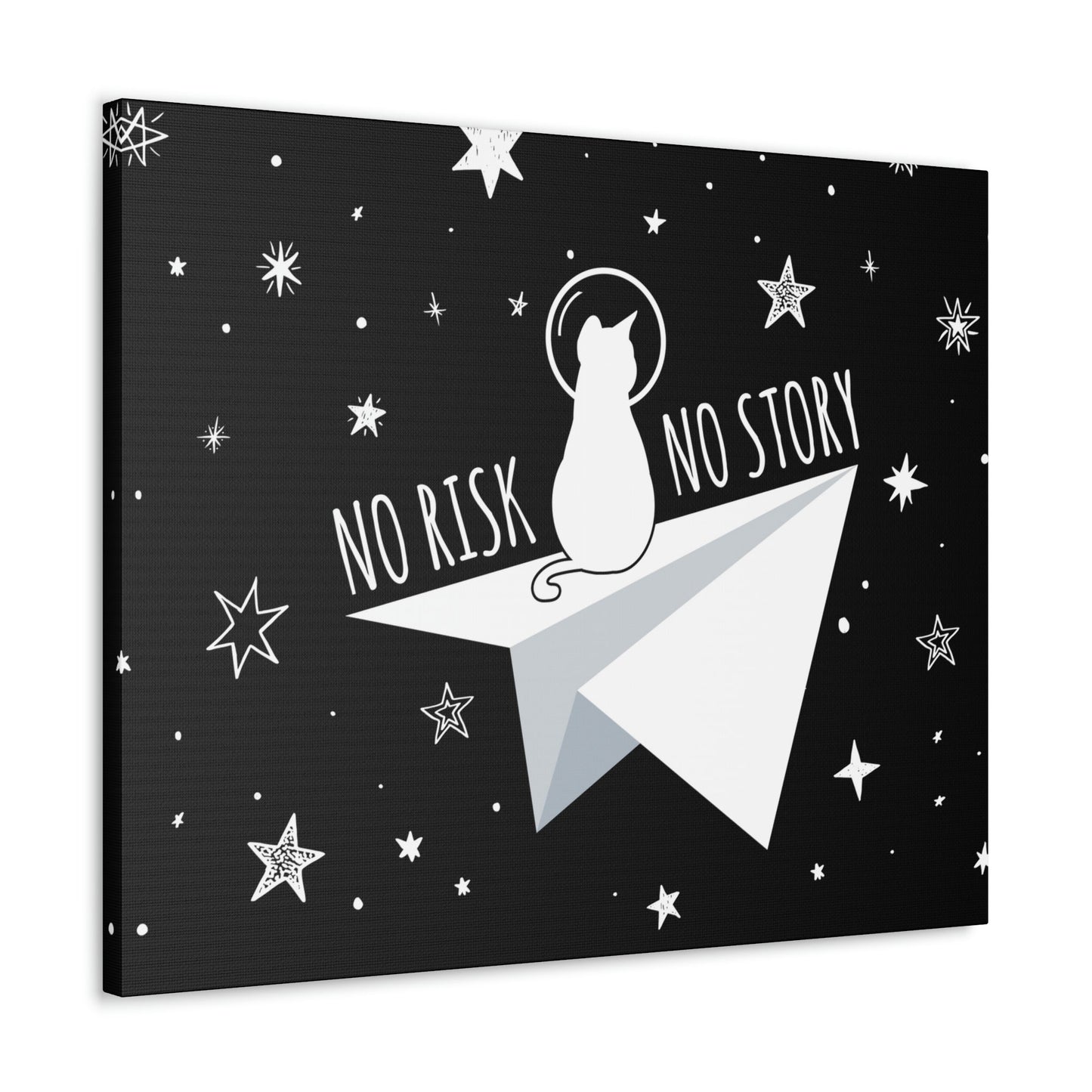 No risk No story Flying Galaxy Space Cat Astronaut Asteroid Aesthetic Classic Art Canvas Gallery Wraps Ichaku [Perfect Gifts Selection]