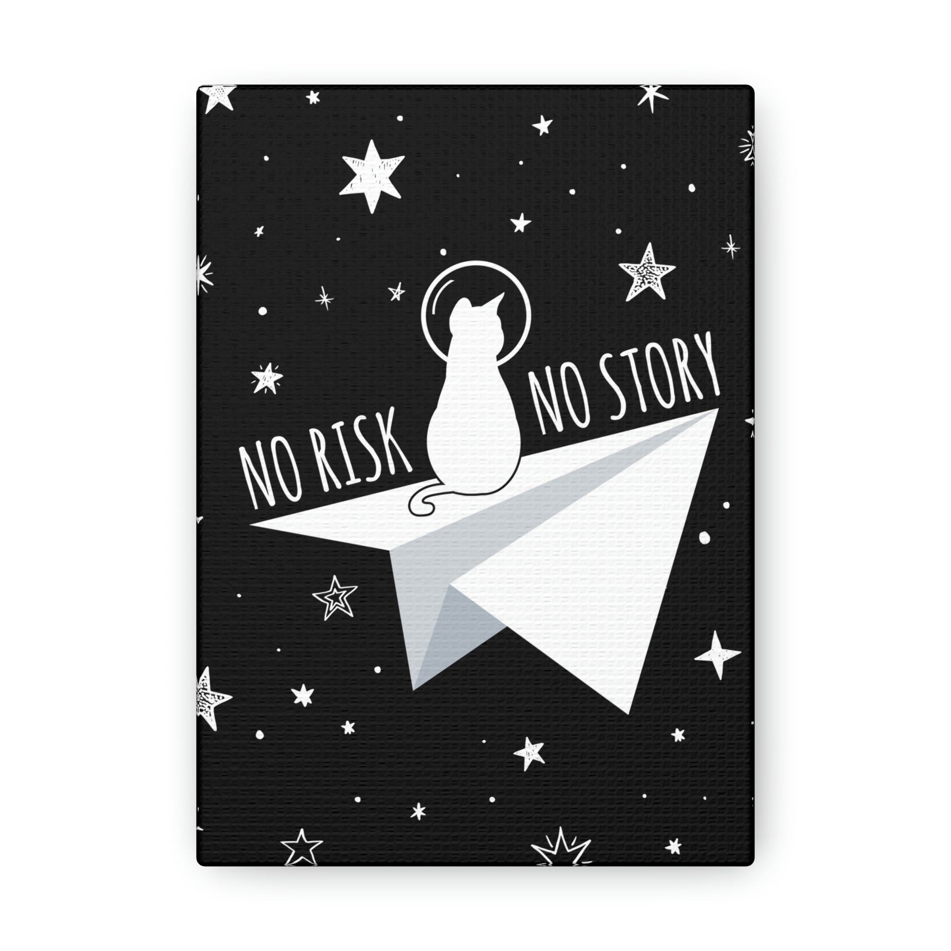 No risk No story Flying Galaxy Space Cat Astronaut Asteroid Aesthetic Classic Art Canvas Gallery Wraps Ichaku [Perfect Gifts Selection]