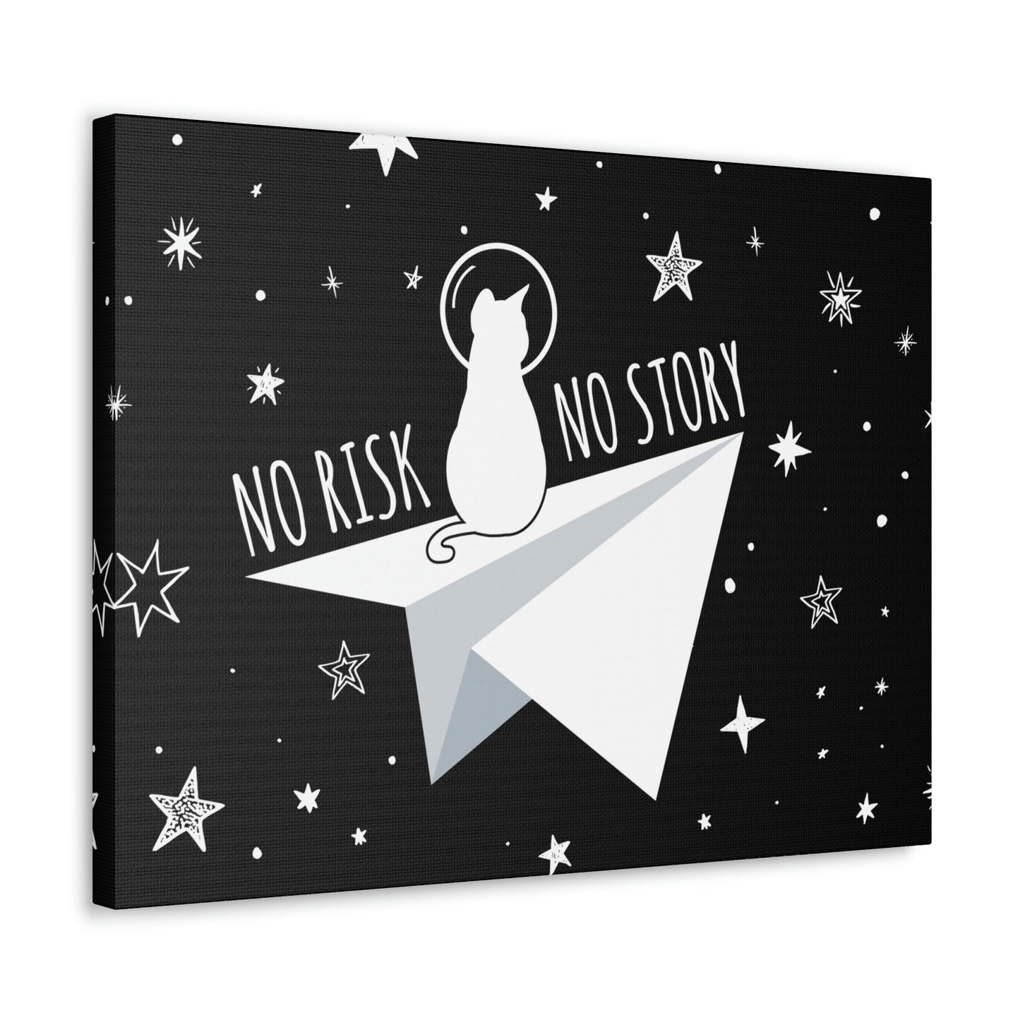 No risk No story Flying Galaxy Space Cat Astronaut Asteroid Aesthetic Classic Art Canvas Gallery Wraps Ichaku [Perfect Gifts Selection]