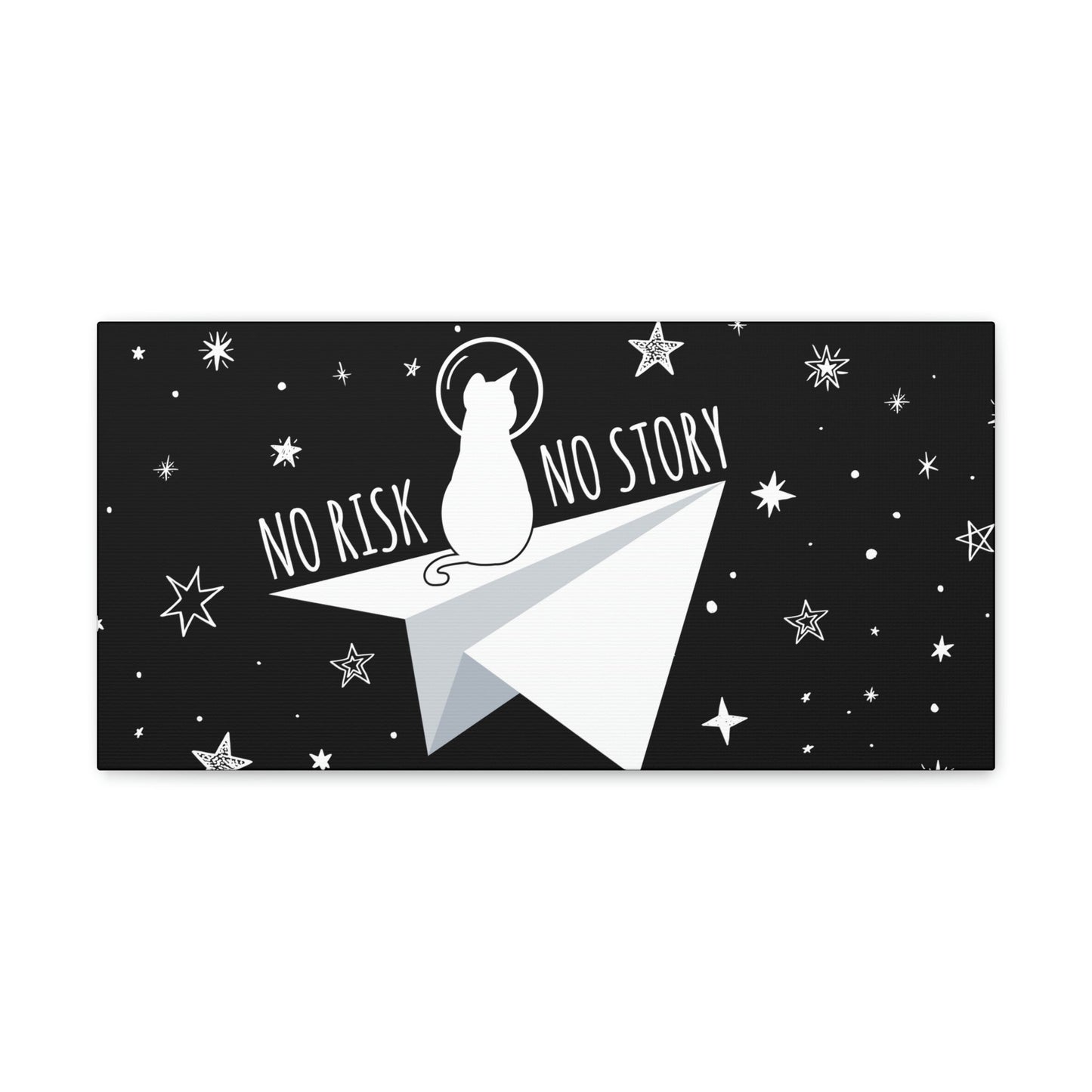 No risk No story Flying Galaxy Space Cat Astronaut Asteroid Aesthetic Classic Art Canvas Gallery Wraps Ichaku [Perfect Gifts Selection]