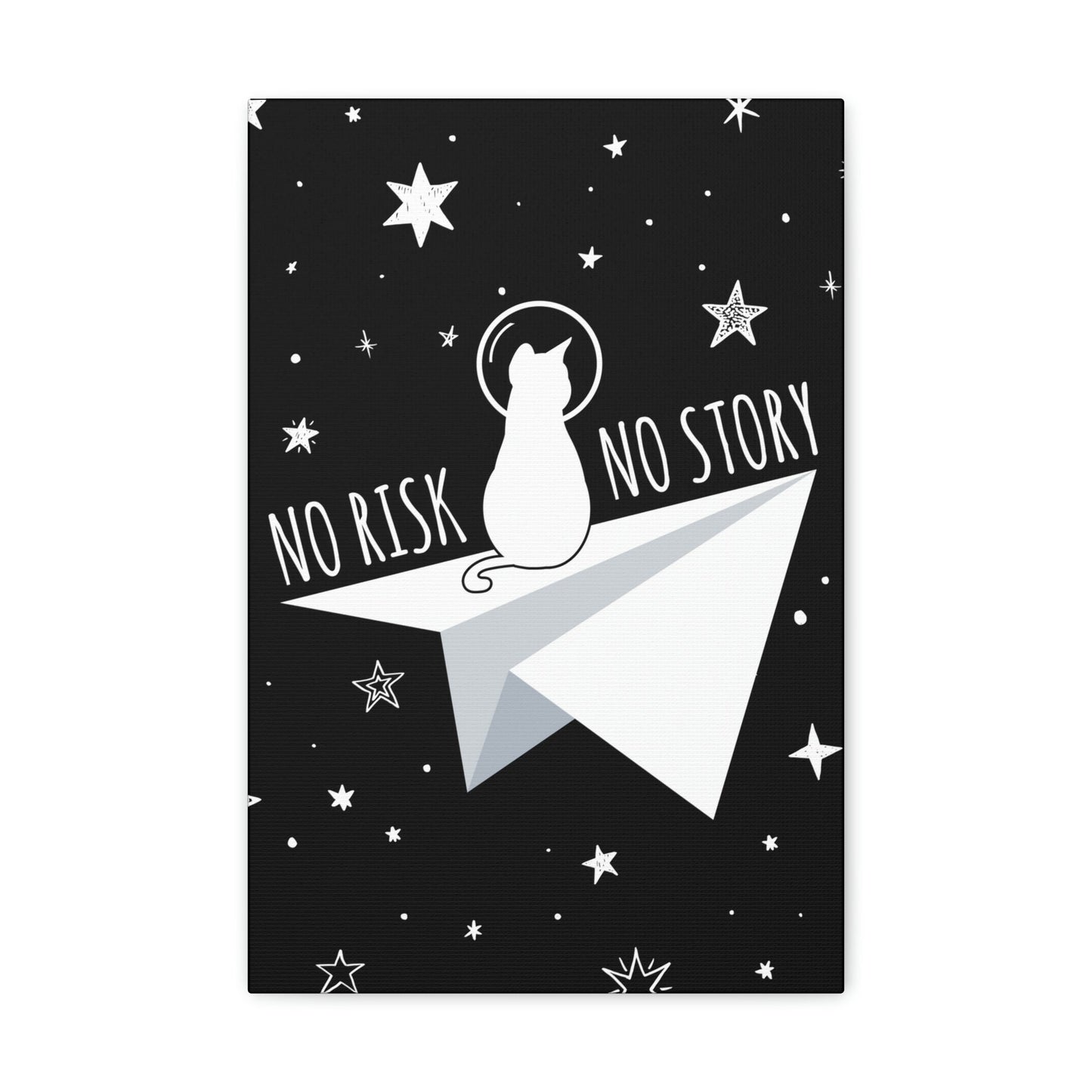 No risk No story Flying Galaxy Space Cat Astronaut Asteroid Aesthetic Classic Art Canvas Gallery Wraps Ichaku [Perfect Gifts Selection]