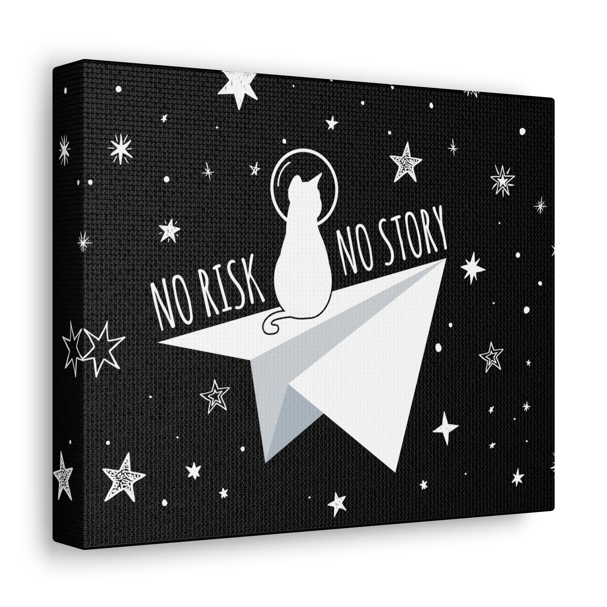 No risk No story Flying Galaxy Space Cat Astronaut Asteroid Aesthetic Classic Art Canvas Gallery Wraps Ichaku [Perfect Gifts Selection]