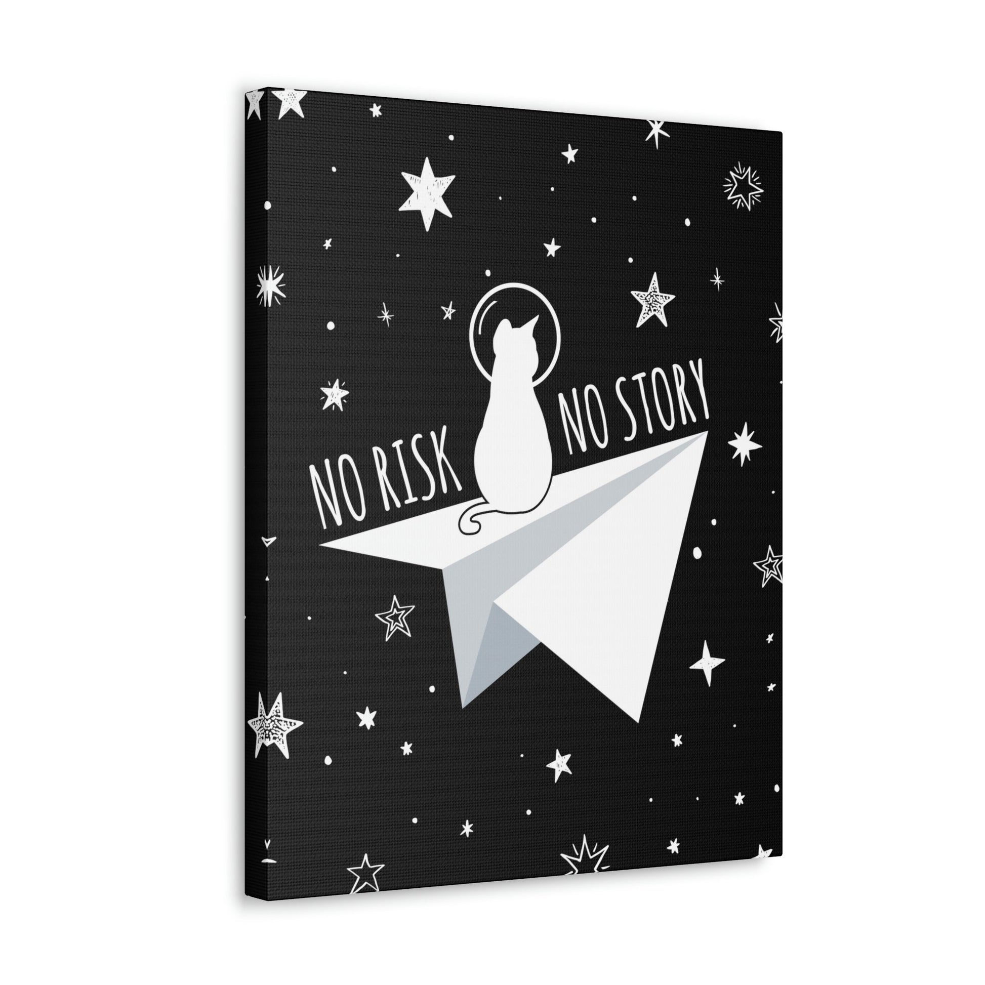 No risk No story Flying Galaxy Space Cat Astronaut Asteroid Aesthetic Classic Art Canvas Gallery Wraps Ichaku [Perfect Gifts Selection]