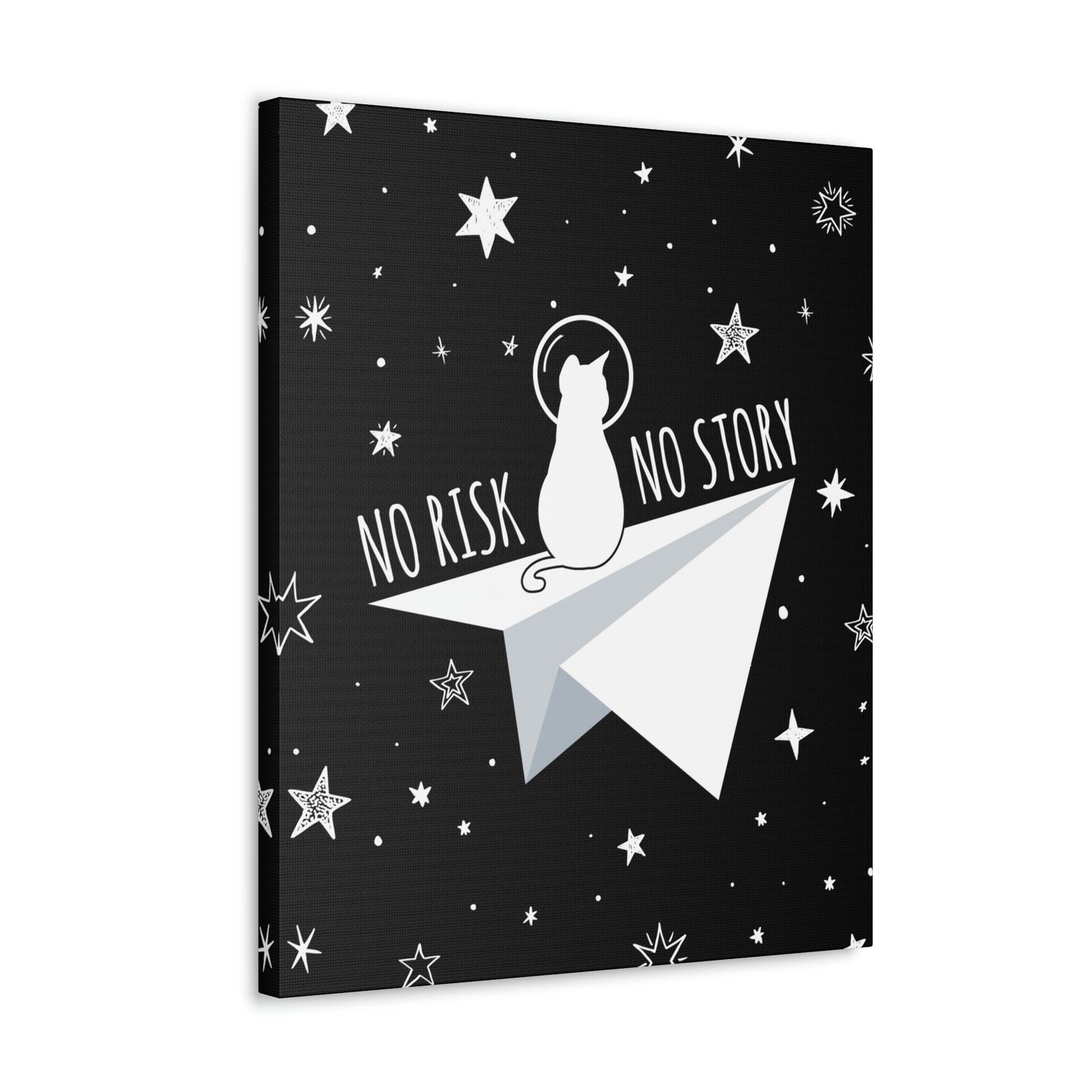 No risk No story Flying Galaxy Space Cat Astronaut Asteroid Aesthetic Classic Art Canvas Gallery Wraps Ichaku [Perfect Gifts Selection]