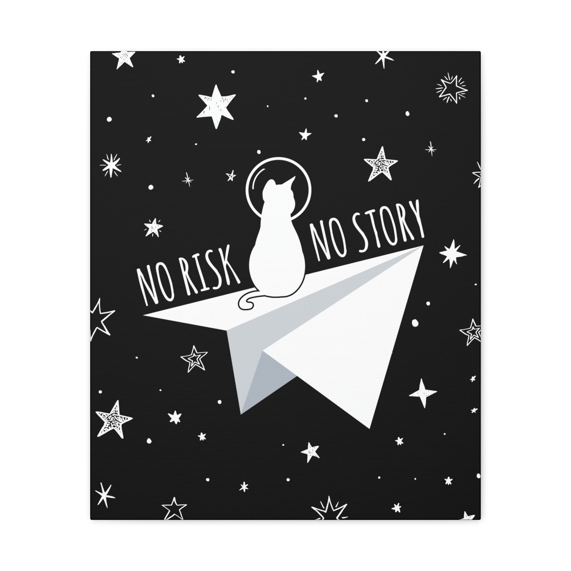 No risk No story Flying Galaxy Space Cat Astronaut Asteroid Aesthetic Classic Art Canvas Gallery Wraps Ichaku [Perfect Gifts Selection]