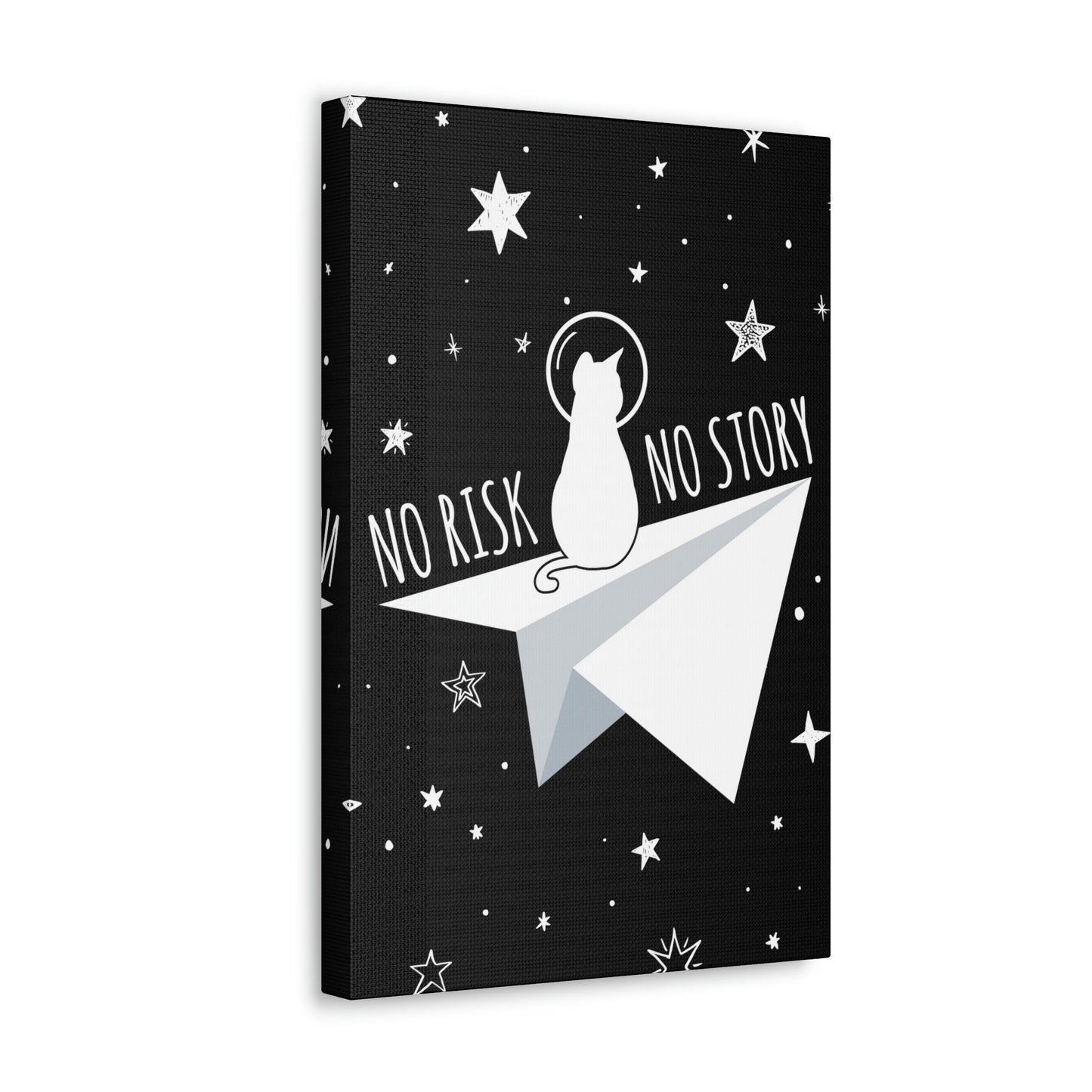 No risk No story Flying Galaxy Space Cat Astronaut Asteroid Aesthetic Classic Art Canvas Gallery Wraps Ichaku [Perfect Gifts Selection]