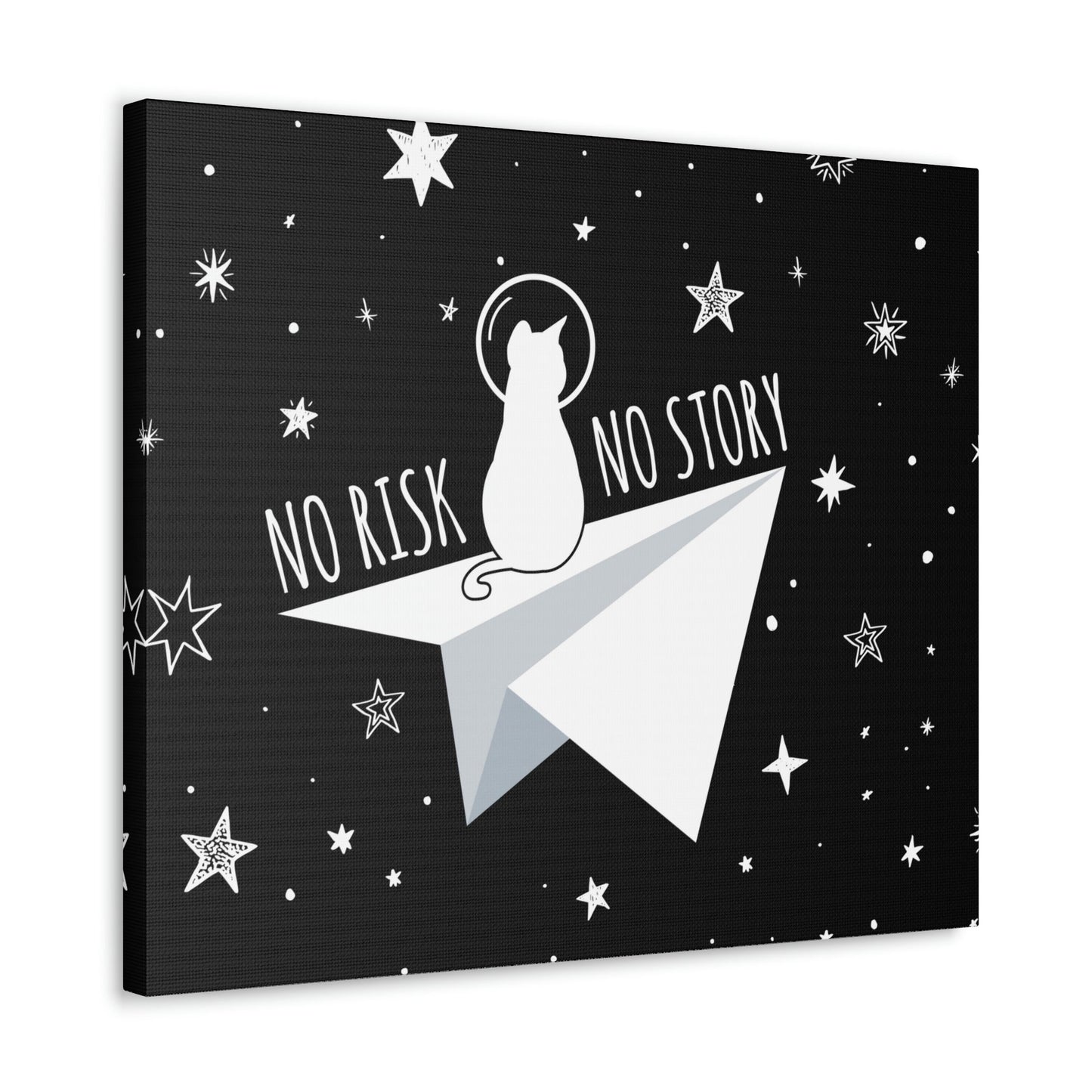 No risk No story Flying Galaxy Space Cat Astronaut Asteroid Aesthetic Classic Art Canvas Gallery Wraps Ichaku [Perfect Gifts Selection]