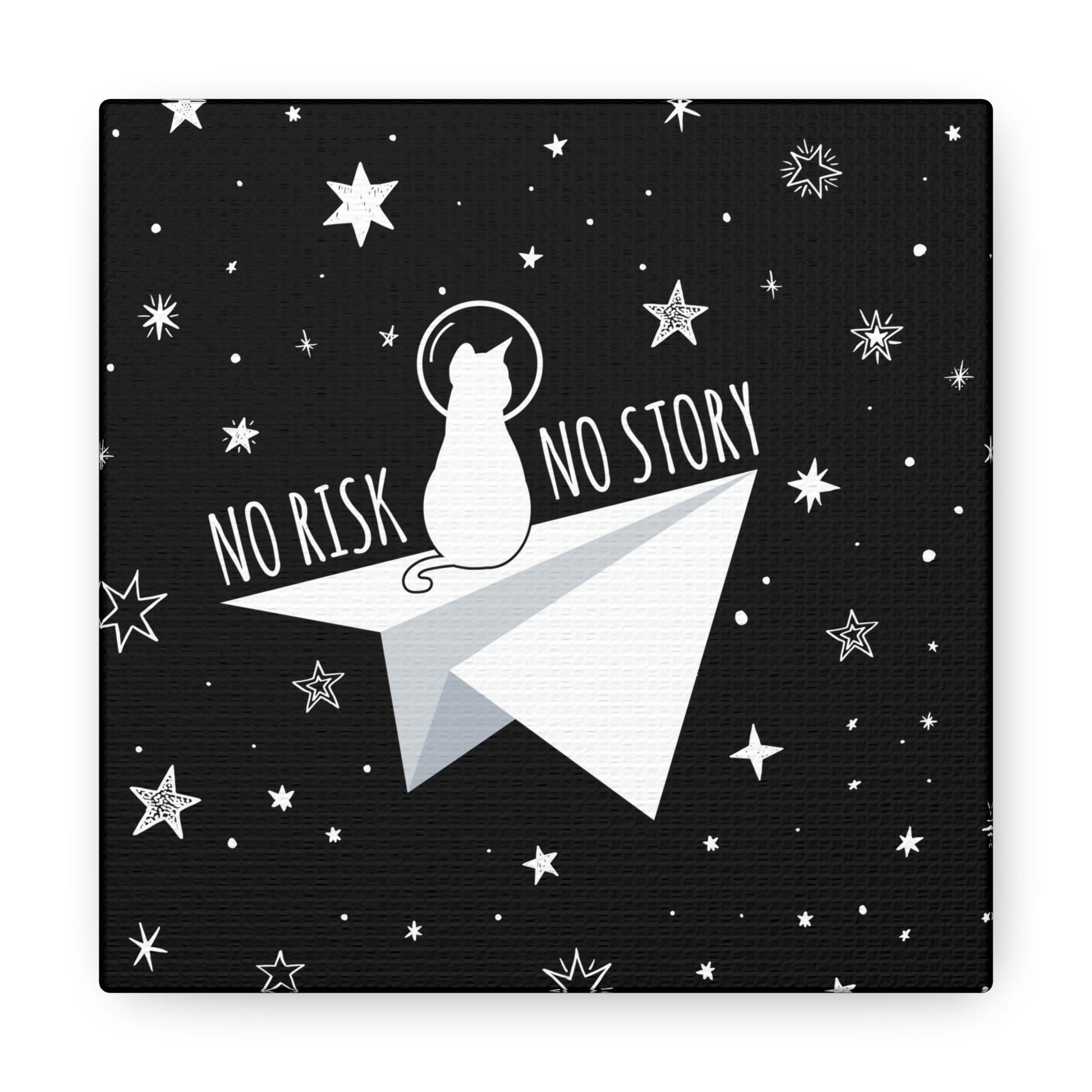 No risk No story Flying Galaxy Space Cat Astronaut Asteroid Aesthetic Classic Art Canvas Gallery Wraps Ichaku [Perfect Gifts Selection]