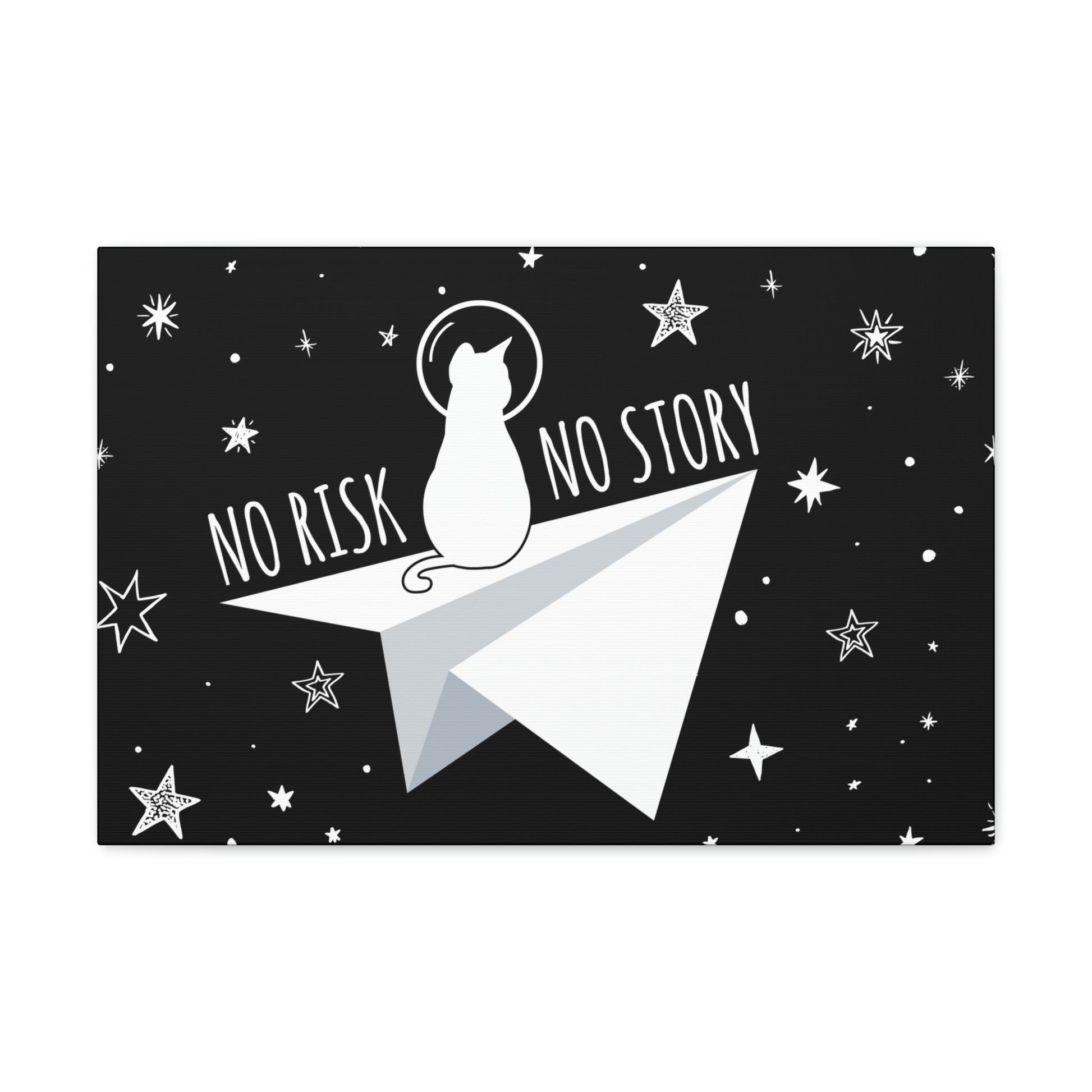 No risk No story Flying Galaxy Space Cat Astronaut Asteroid Aesthetic Classic Art Canvas Gallery Wraps Ichaku [Perfect Gifts Selection]