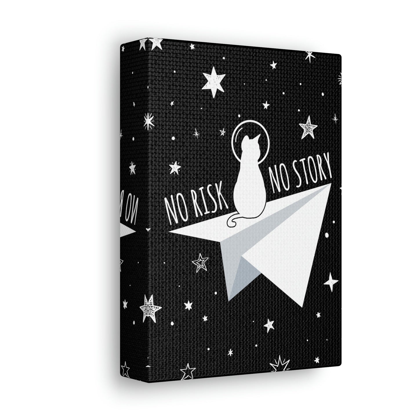 No risk No story Flying Galaxy Space Cat Astronaut Asteroid Aesthetic Classic Art Canvas Gallery Wraps Ichaku [Perfect Gifts Selection]