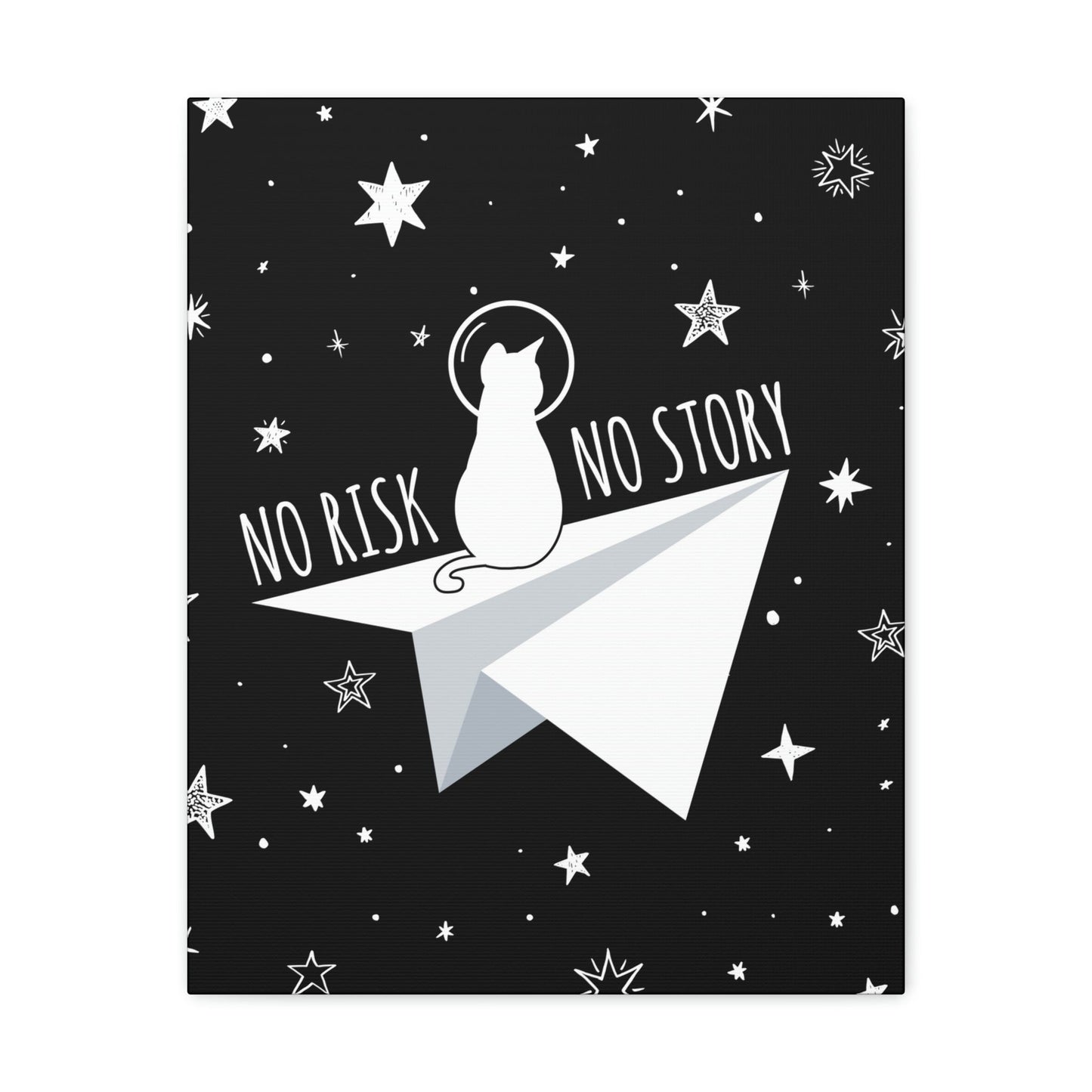 No risk No story Flying Galaxy Space Cat Astronaut Asteroid Aesthetic Classic Art Canvas Gallery Wraps Ichaku [Perfect Gifts Selection]