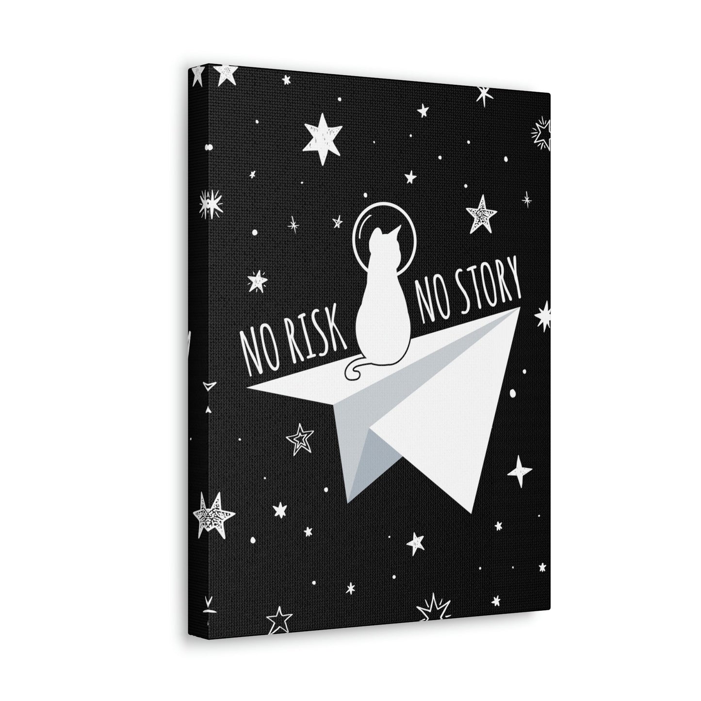 No risk No story Flying Galaxy Space Cat Astronaut Asteroid Aesthetic Classic Art Canvas Gallery Wraps Ichaku [Perfect Gifts Selection]