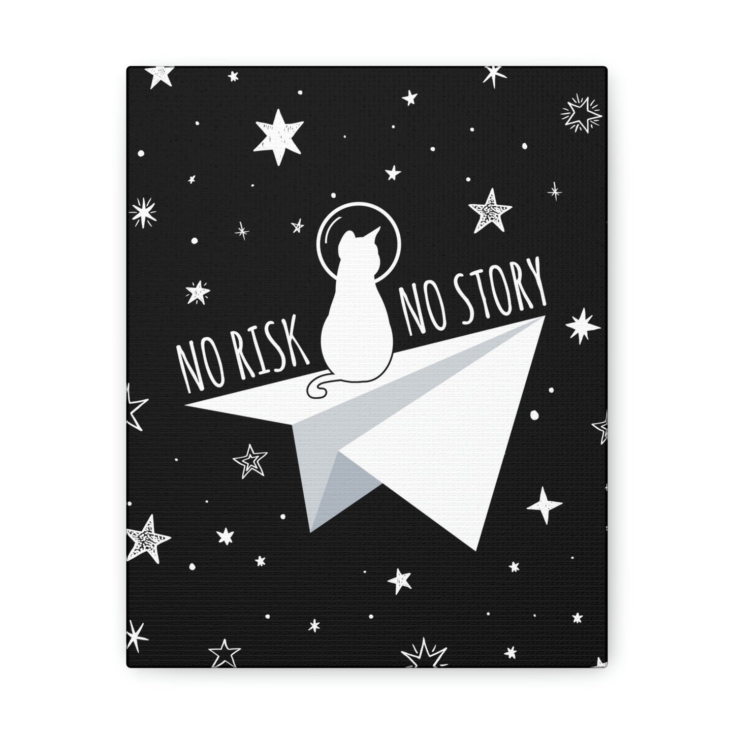 No risk No story Flying Galaxy Space Cat Astronaut Asteroid Aesthetic Classic Art Canvas Gallery Wraps Ichaku [Perfect Gifts Selection]