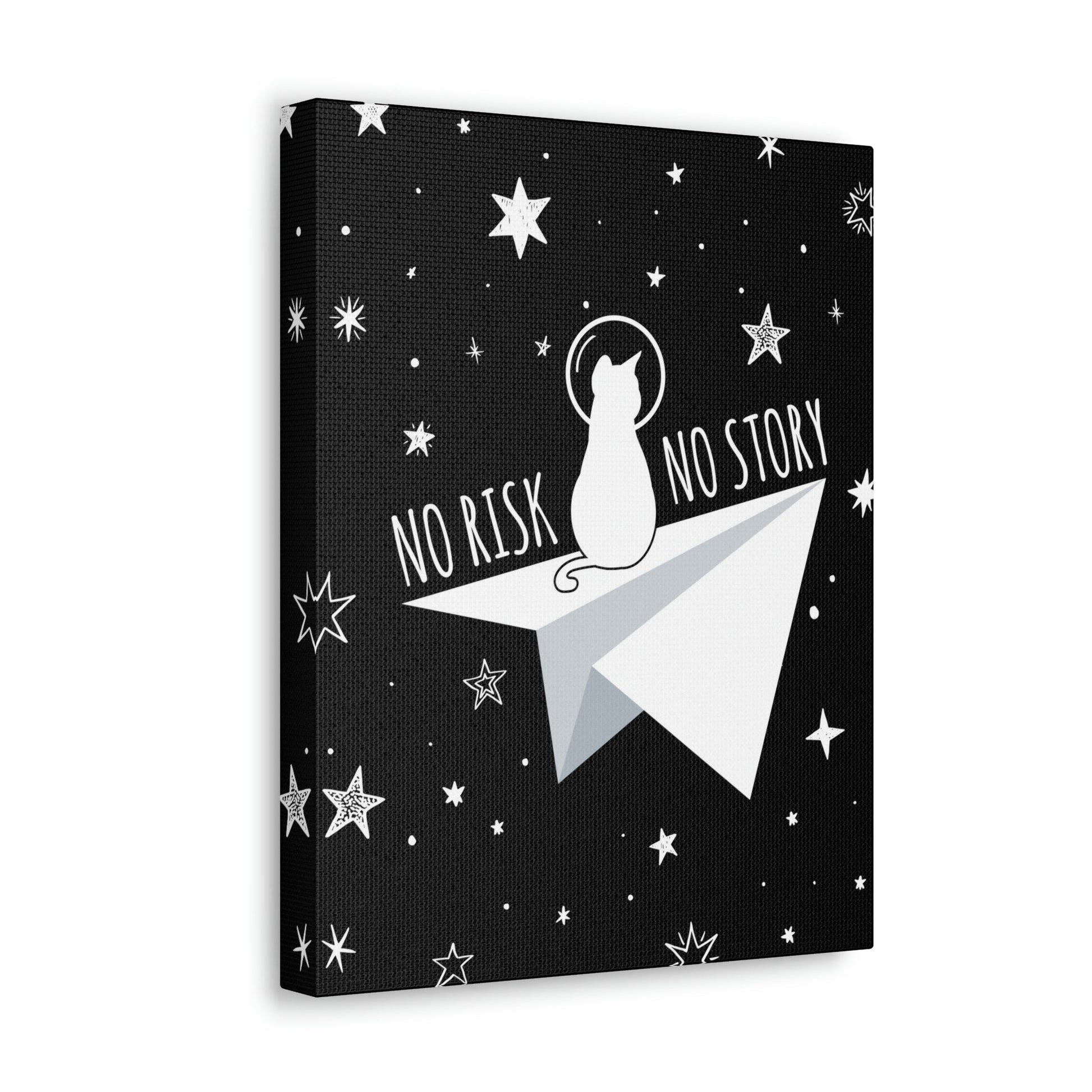 No risk No story Flying Galaxy Space Cat Astronaut Asteroid Aesthetic Classic Art Canvas Gallery Wraps Ichaku [Perfect Gifts Selection]