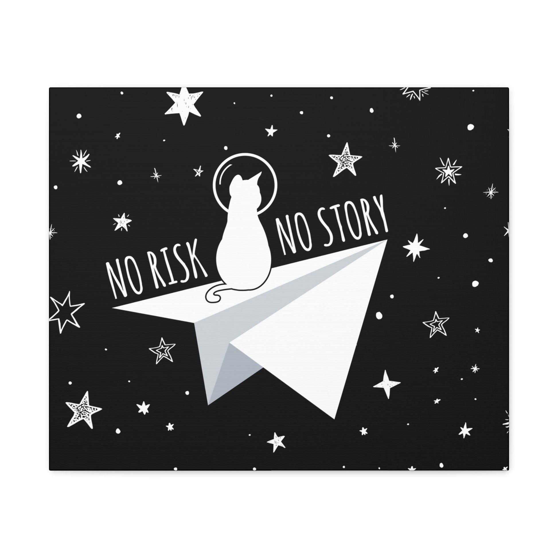 No risk No story Flying Galaxy Space Cat Astronaut Asteroid Aesthetic Classic Art Canvas Gallery Wraps Ichaku [Perfect Gifts Selection]