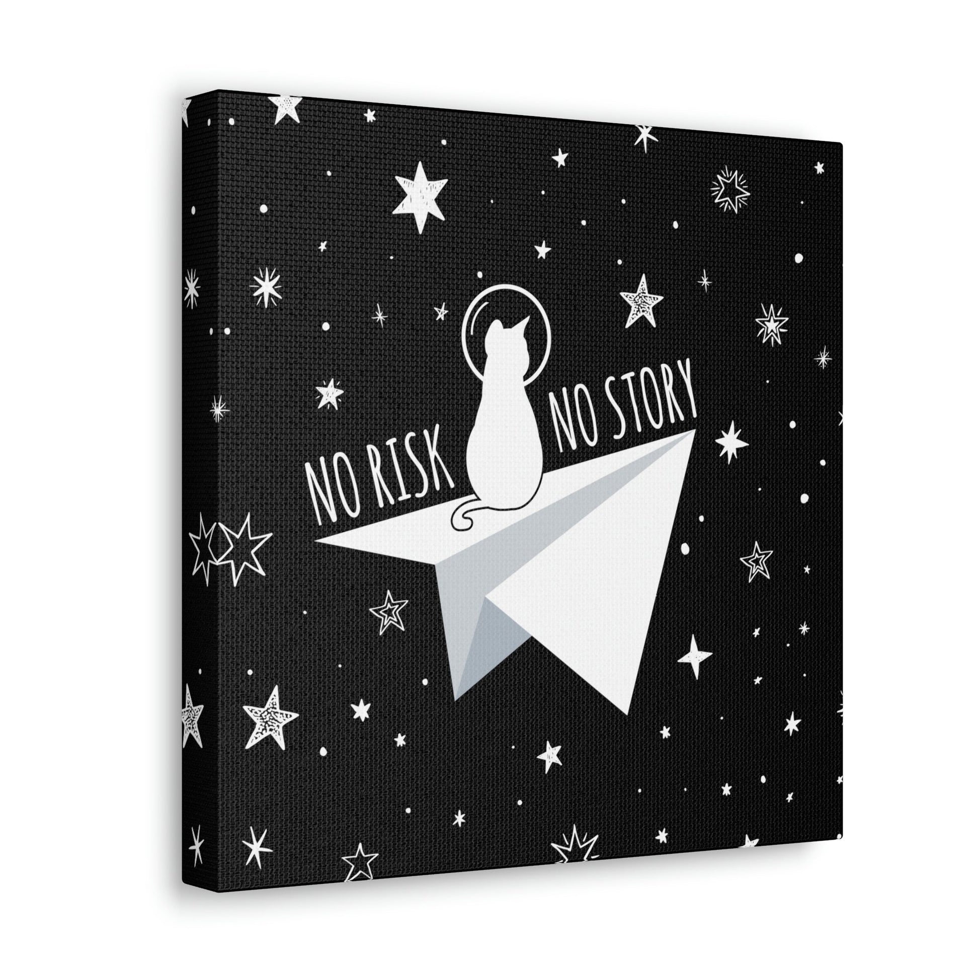 No risk No story Flying Galaxy Space Cat Astronaut Asteroid Aesthetic Classic Art Canvas Gallery Wraps Ichaku [Perfect Gifts Selection]