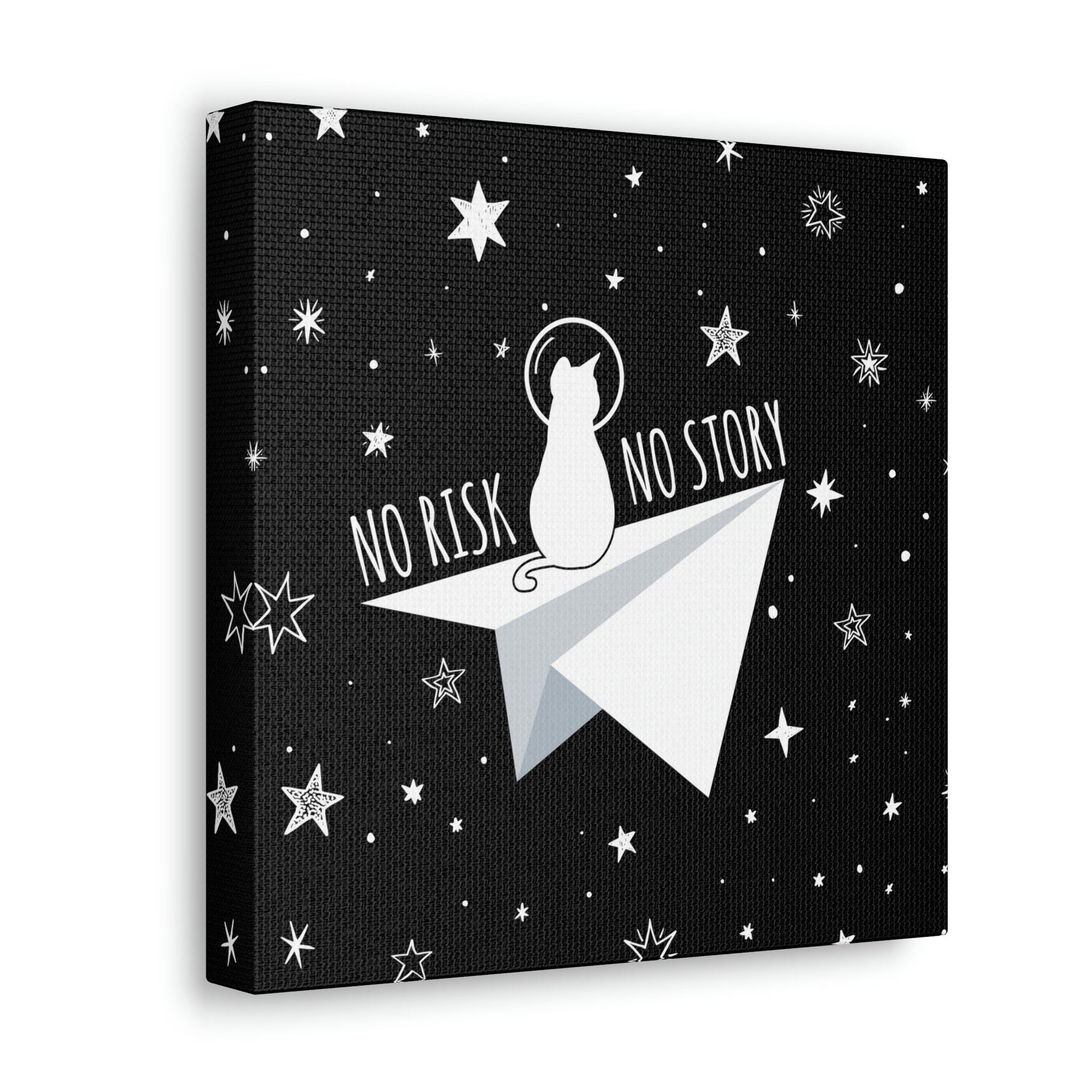 No risk No story Flying Galaxy Space Cat Astronaut Asteroid Aesthetic Classic Art Canvas Gallery Wraps Ichaku [Perfect Gifts Selection]