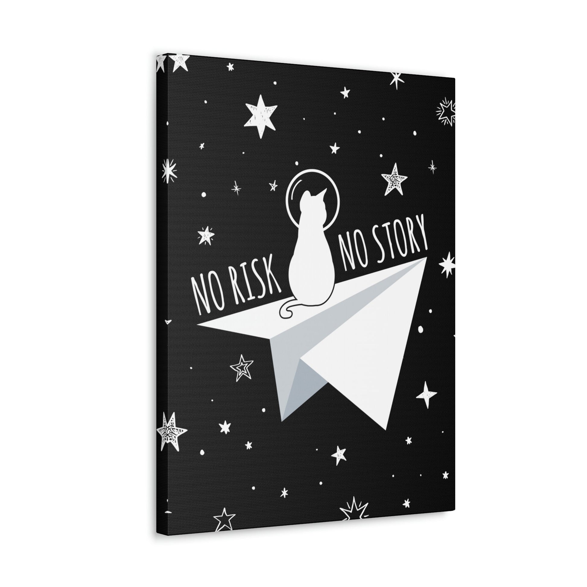 No risk No story Flying Galaxy Space Cat Astronaut Asteroid Aesthetic Classic Art Canvas Gallery Wraps Ichaku [Perfect Gifts Selection]