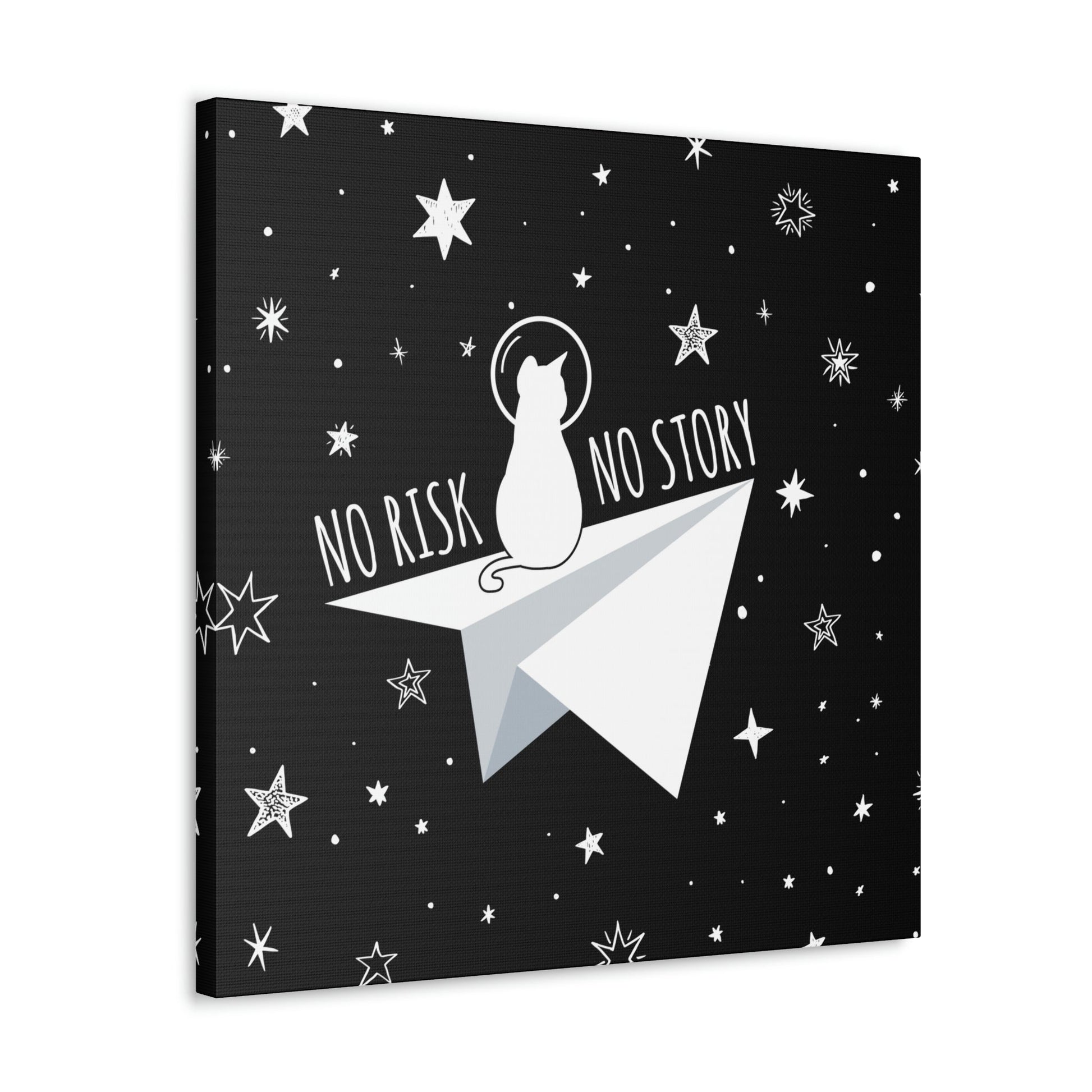 No risk No story Flying Galaxy Space Cat Astronaut Asteroid Aesthetic Classic Art Canvas Gallery Wraps Ichaku [Perfect Gifts Selection]