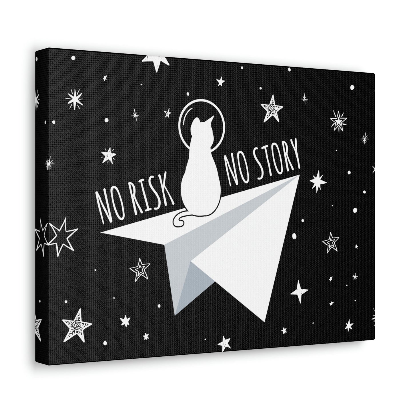 No risk No story Flying Galaxy Space Cat Astronaut Asteroid Aesthetic Classic Art Canvas Gallery Wraps Ichaku [Perfect Gifts Selection]