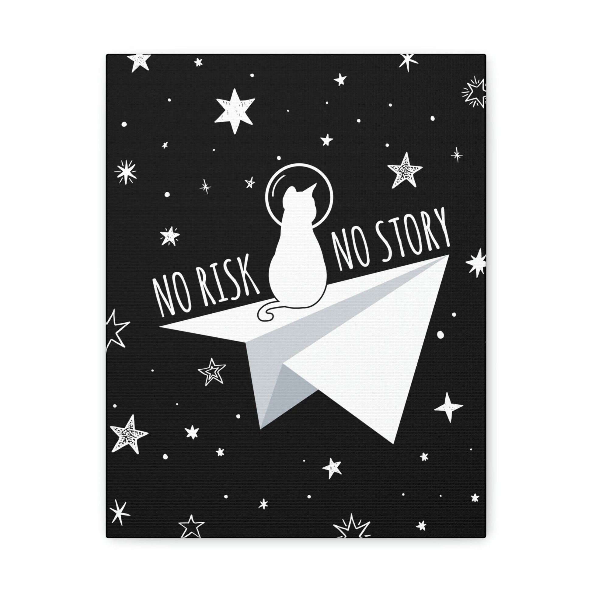 No risk No story Flying Galaxy Space Cat Astronaut Asteroid Aesthetic Classic Art Canvas Gallery Wraps Ichaku [Perfect Gifts Selection]