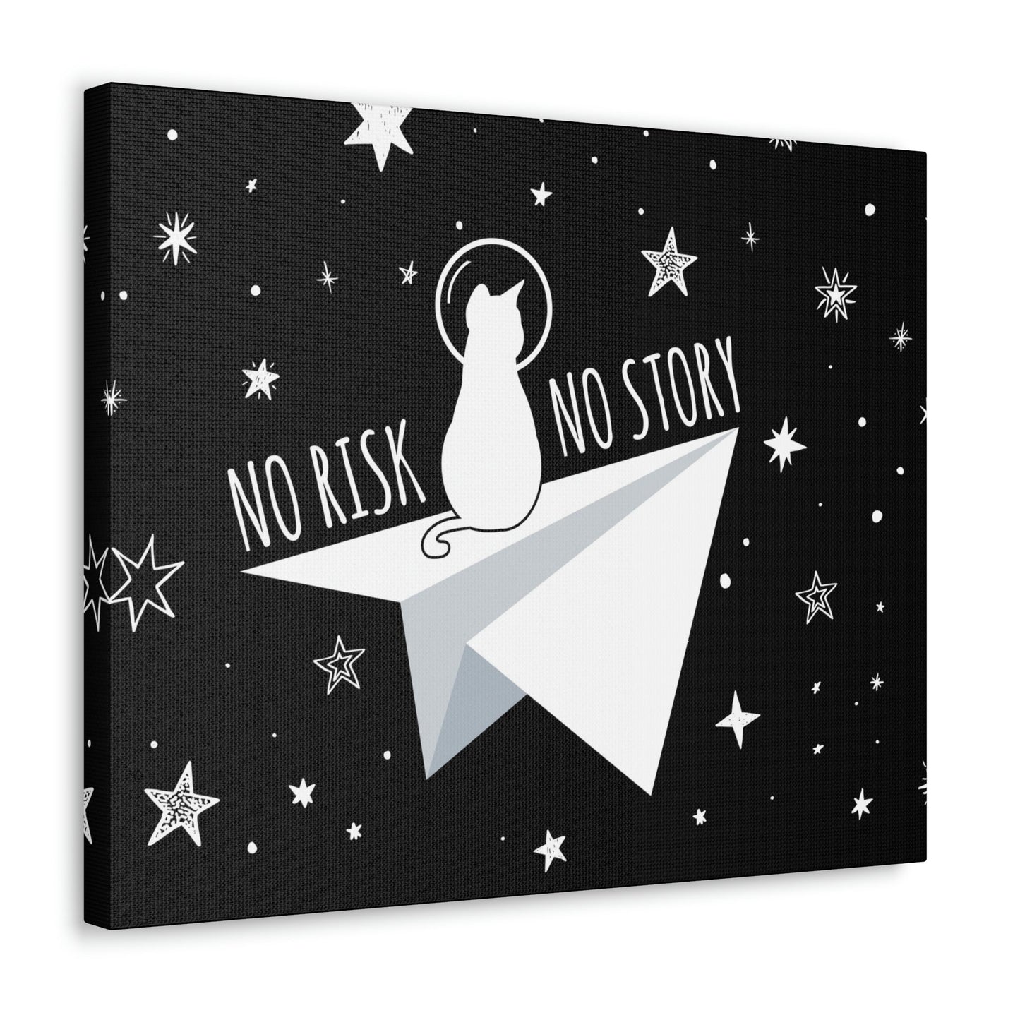 No risk No story Flying Galaxy Space Cat Astronaut Asteroid Aesthetic Classic Art Canvas Gallery Wraps Ichaku [Perfect Gifts Selection]