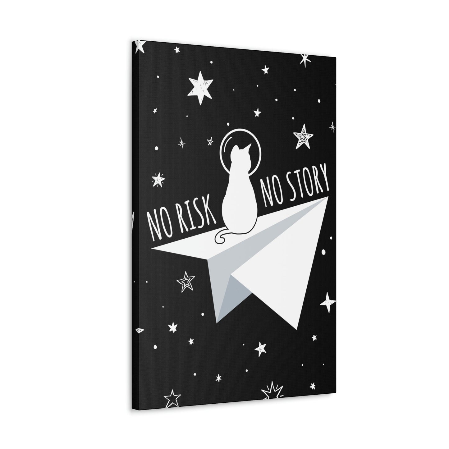 No risk No story Flying Galaxy Space Cat Astronaut Asteroid Aesthetic Classic Art Canvas Gallery Wraps Ichaku [Perfect Gifts Selection]