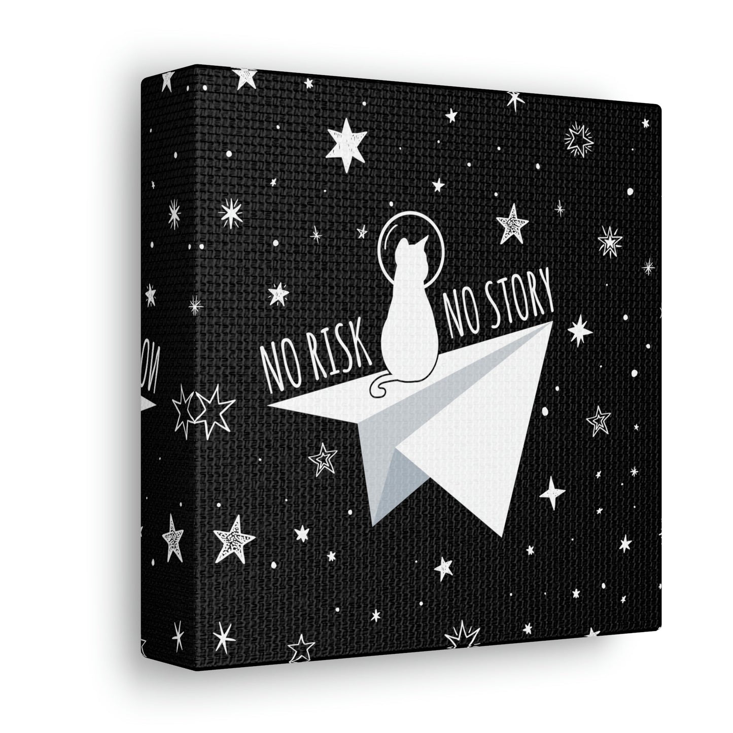 No risk No story Flying Galaxy Space Cat Astronaut Asteroid Aesthetic Classic Art Canvas Gallery Wraps Ichaku [Perfect Gifts Selection]