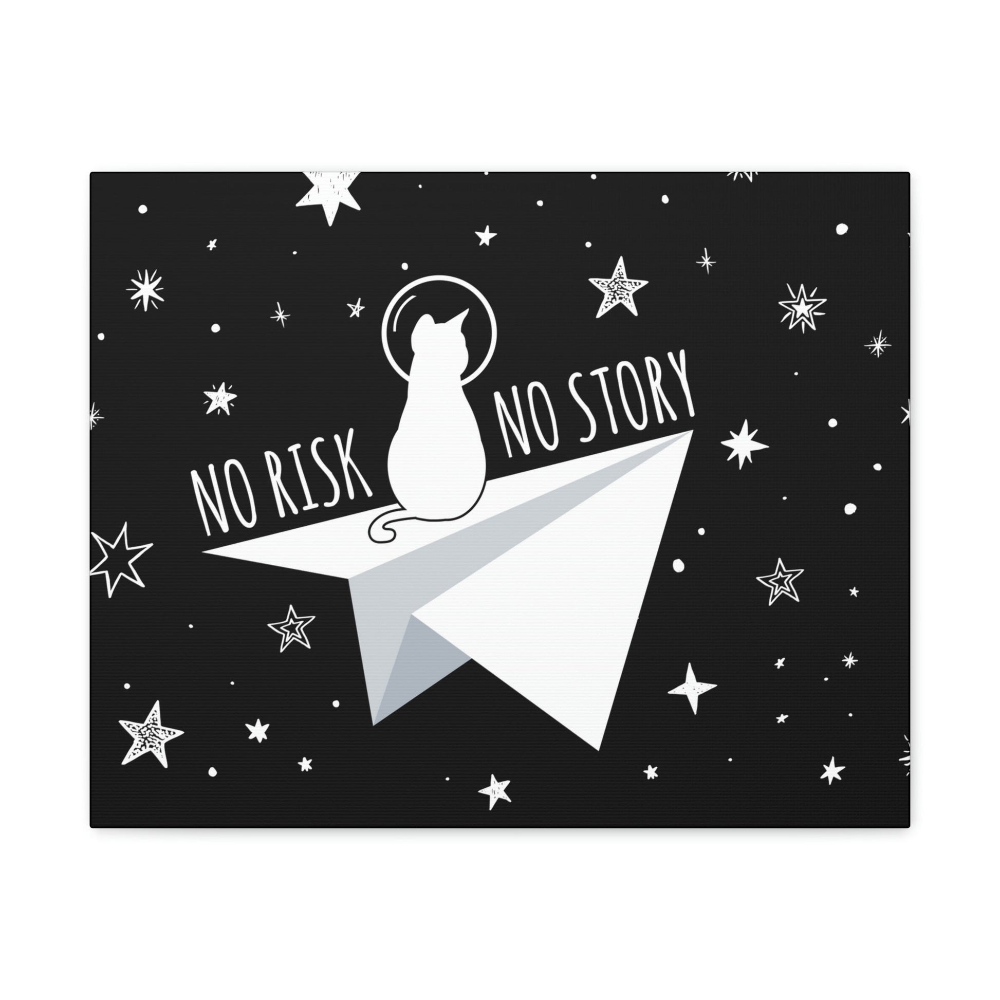 No risk No story Flying Galaxy Space Cat Astronaut Asteroid Aesthetic Classic Art Canvas Gallery Wraps Ichaku [Perfect Gifts Selection]