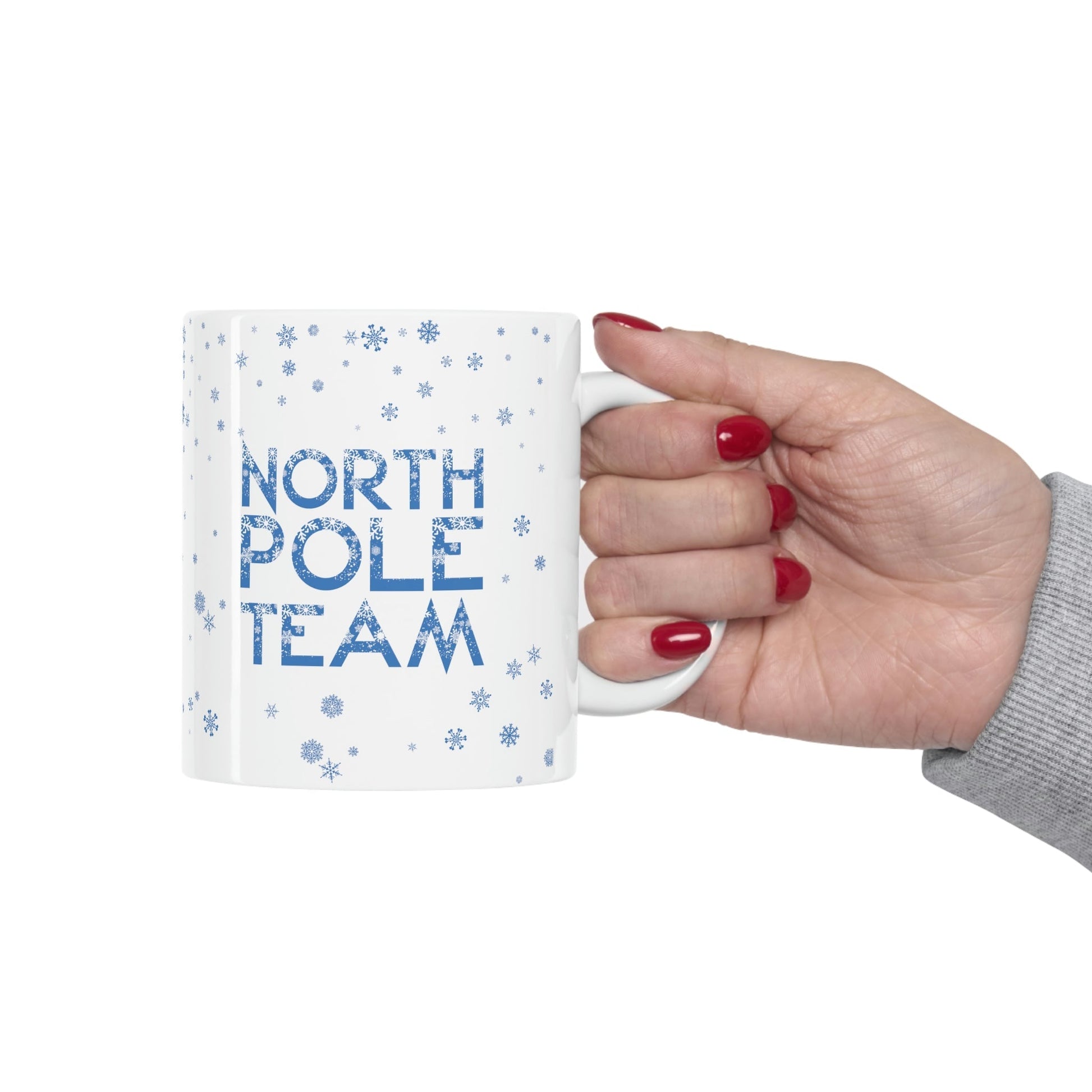 North Pole Team Winter Lovers Snowflake Ceramic Mug 11oz Ichaku [Perfect Gifts Selection]