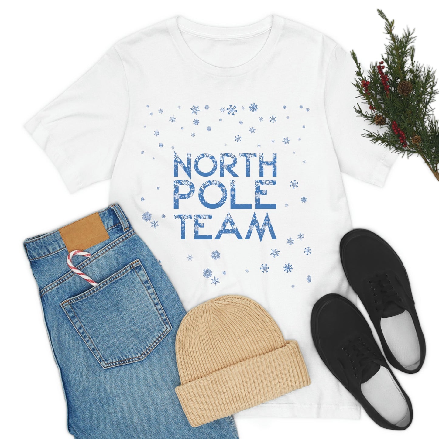 North Pole Team Winter Lovers Snowflake Unisex Jersey Short Sleeve T-Shirt Ichaku [Perfect Gifts Selection]