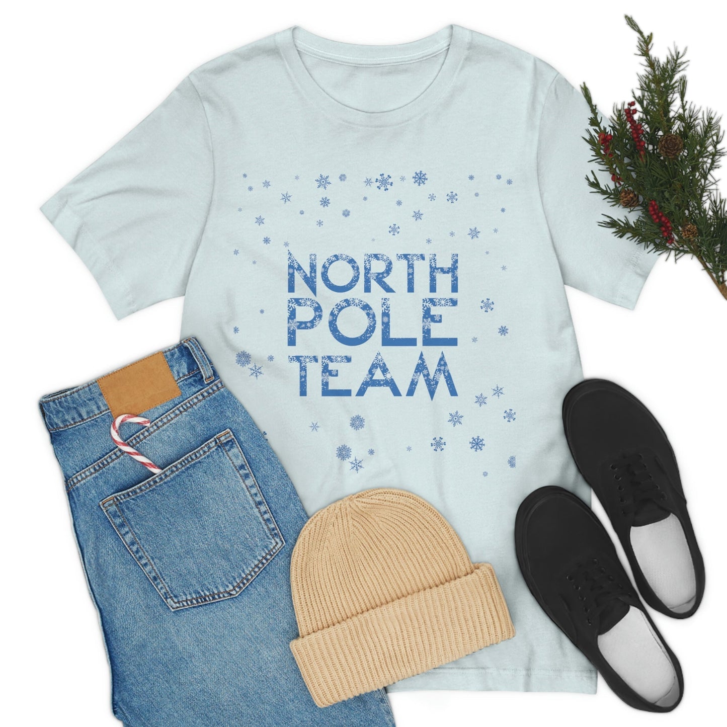 North Pole Team Winter Lovers Snowflake Unisex Jersey Short Sleeve T-Shirt Ichaku [Perfect Gifts Selection]