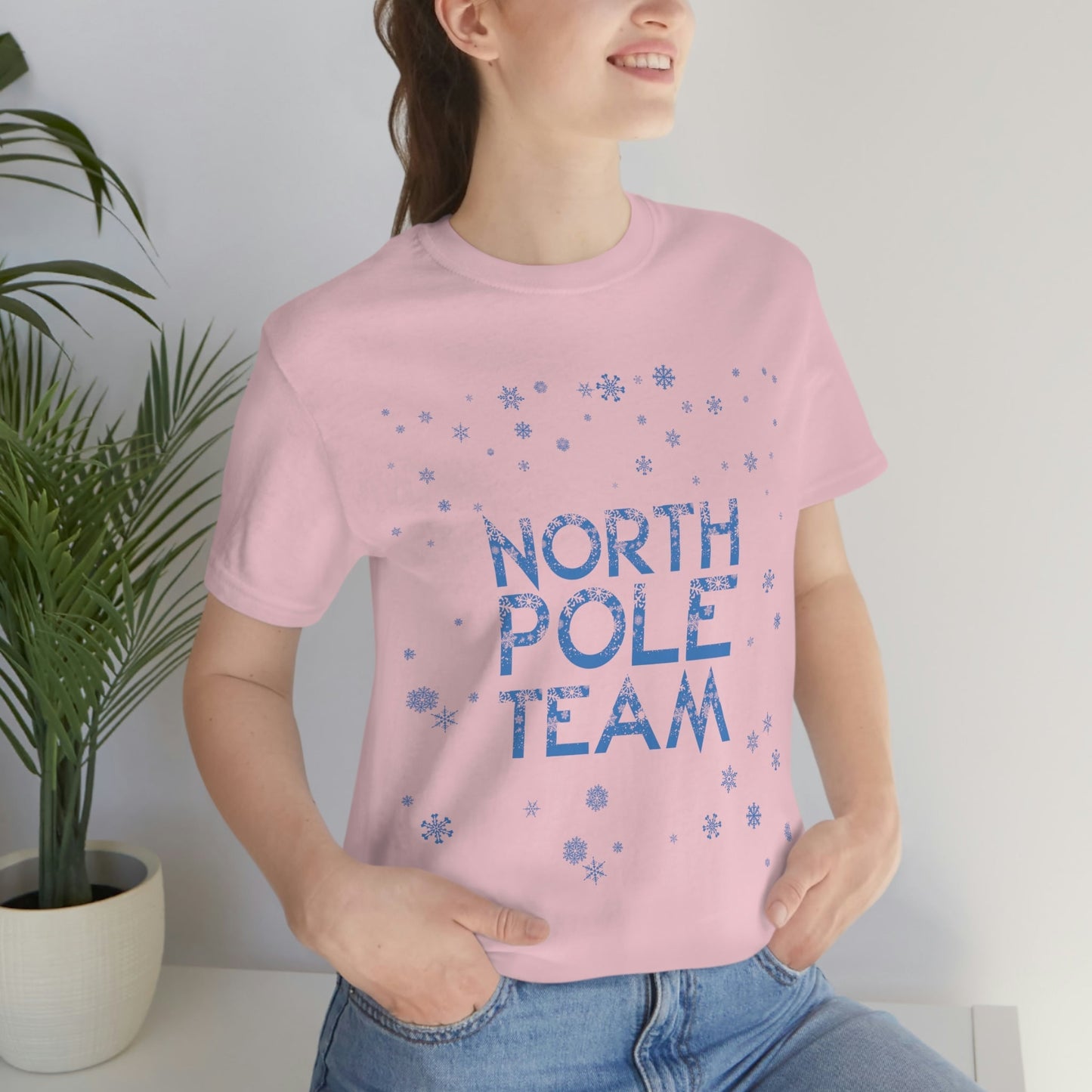 North Pole Team Winter Lovers Snowflake Unisex Jersey Short Sleeve T-Shirt Ichaku [Perfect Gifts Selection]