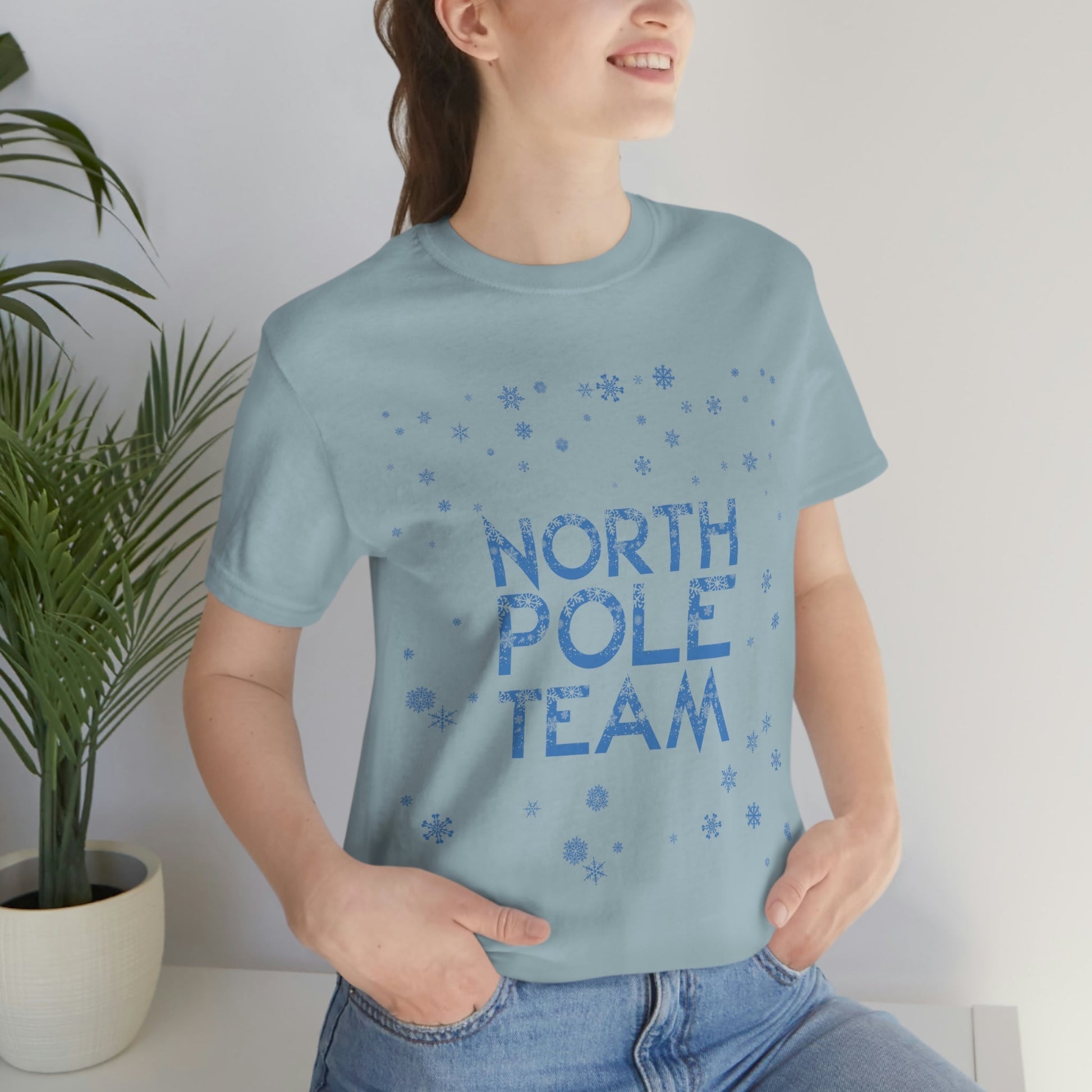 North Pole Team Winter Lovers Snowflake Unisex Jersey Short Sleeve T-Shirt Ichaku [Perfect Gifts Selection]