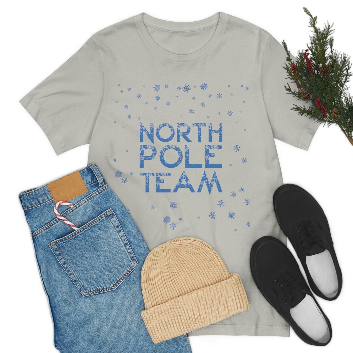 North Pole Team Winter Lovers Snowflake Unisex Jersey Short Sleeve T-Shirt Ichaku [Perfect Gifts Selection]