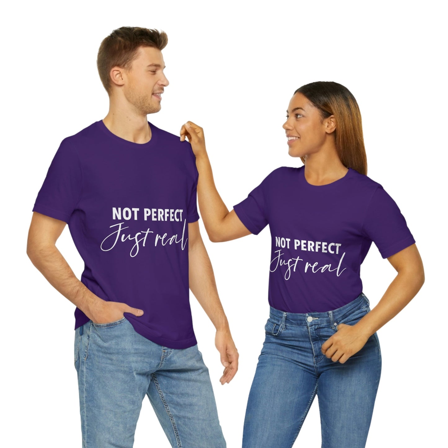 Not Perfect Just Real Empowering Quotes Unisex Jersey Short Sleeve T-Shirt Ichaku [Perfect Gifts Selection]