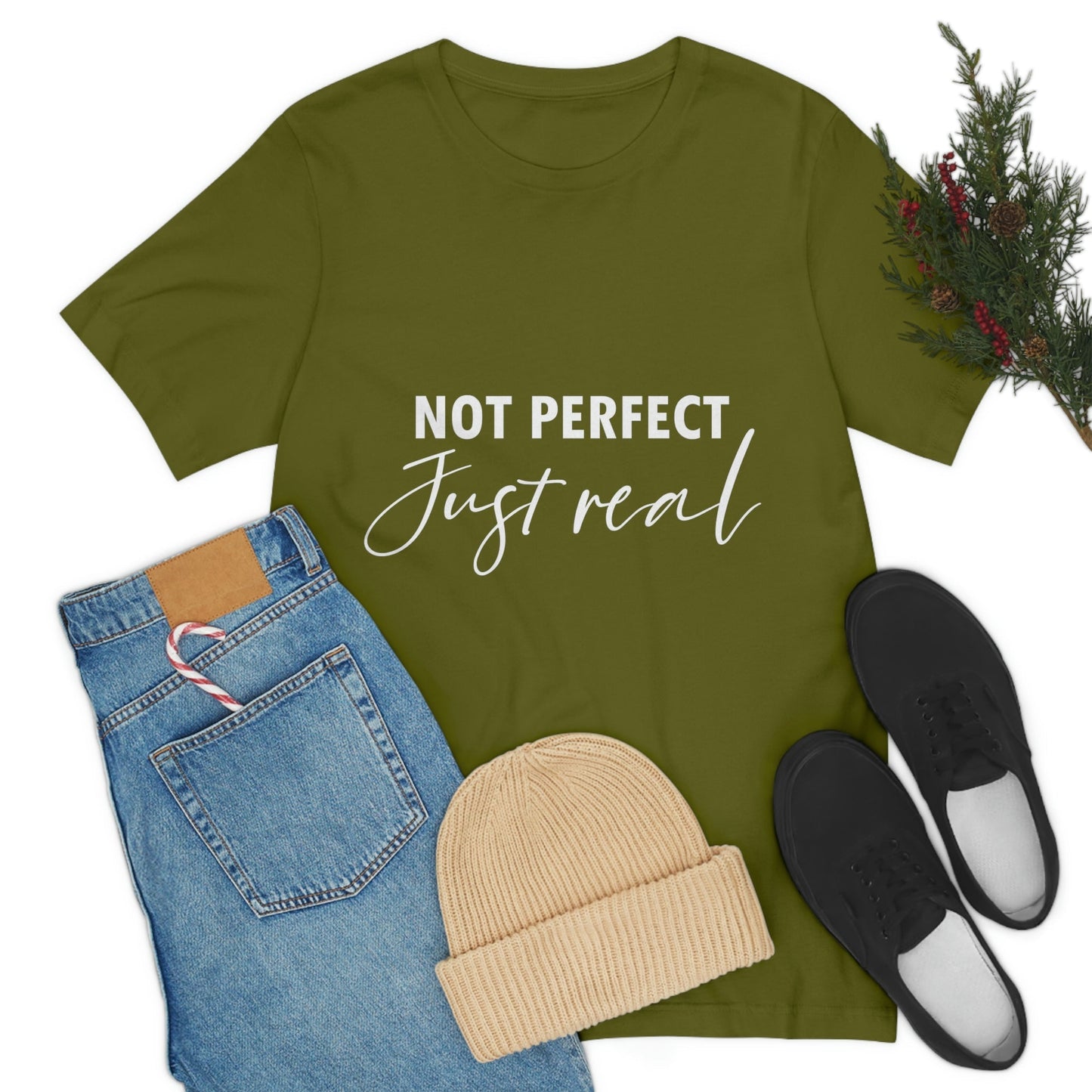 Not Perfect Just Real Empowering Quotes Unisex Jersey Short Sleeve T-Shirt Ichaku [Perfect Gifts Selection]